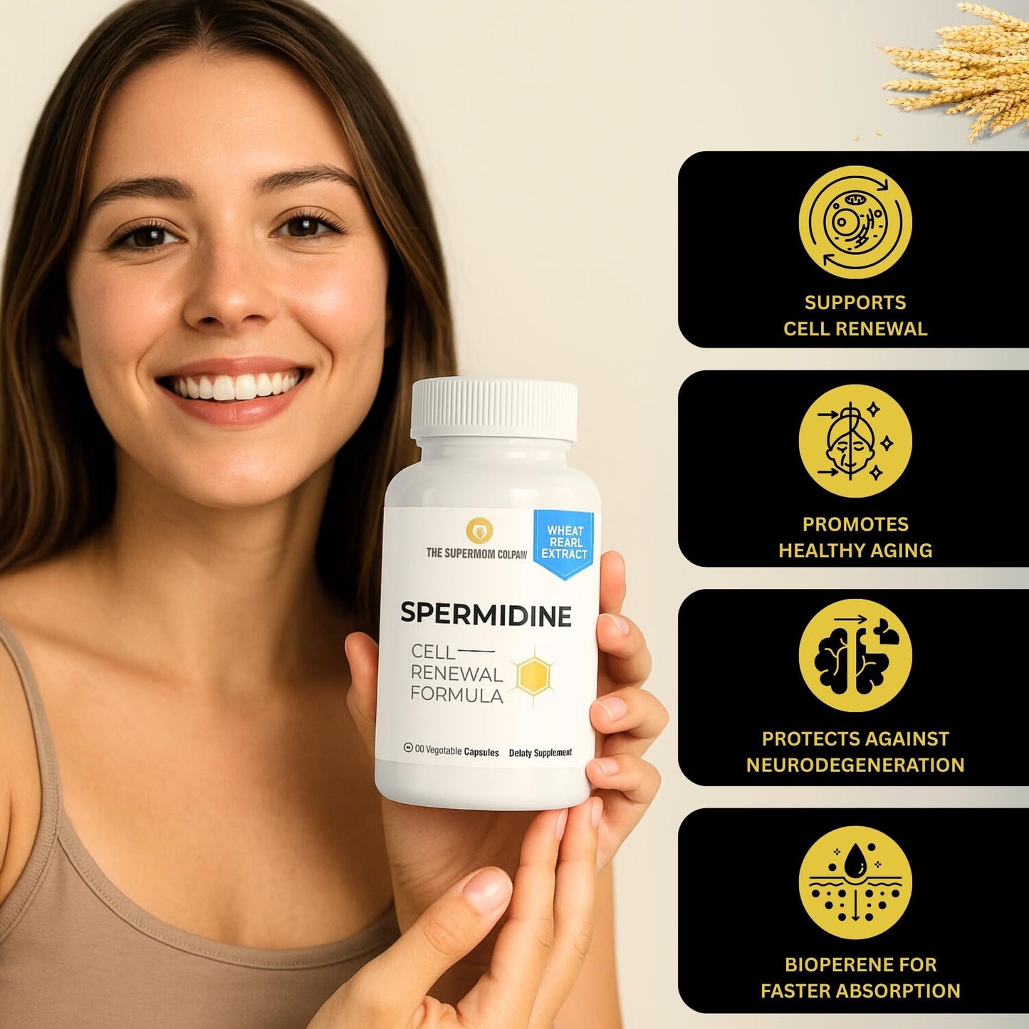 The Supermom Company Spermidine Supplement Capsule, 60 Count
