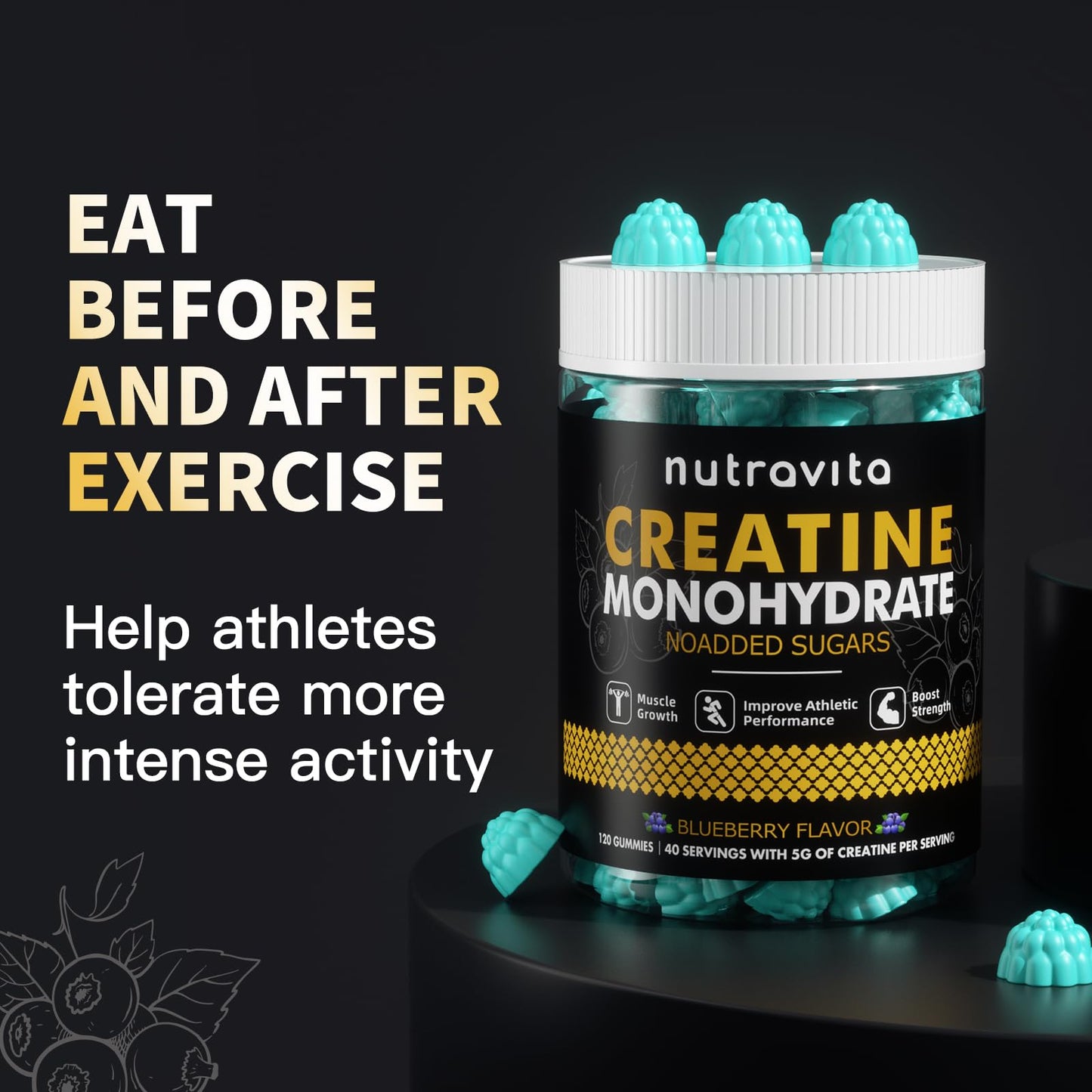 Nutravita Creatine Monohydrate Gummies 120 Count