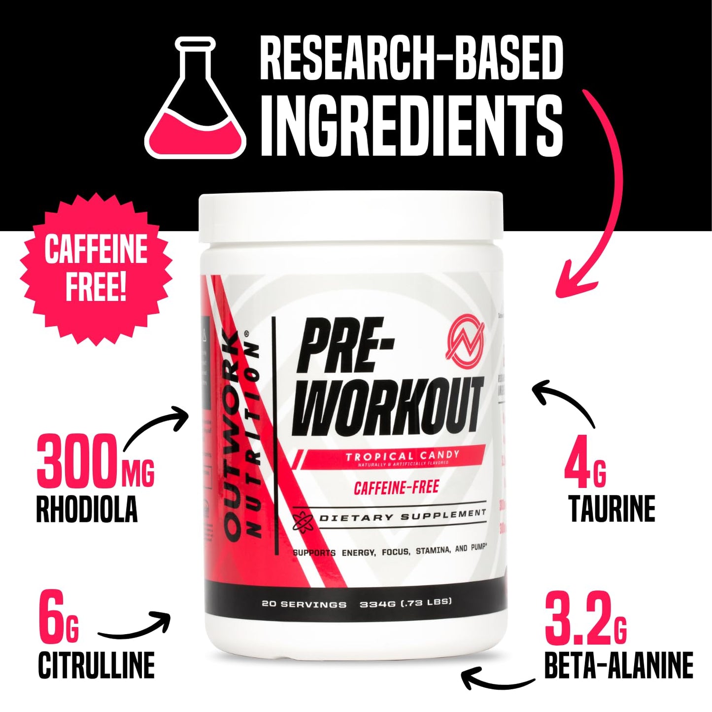 Outwork Nutrition Non-Stim Pre Workout Powder 11.5 Ounce