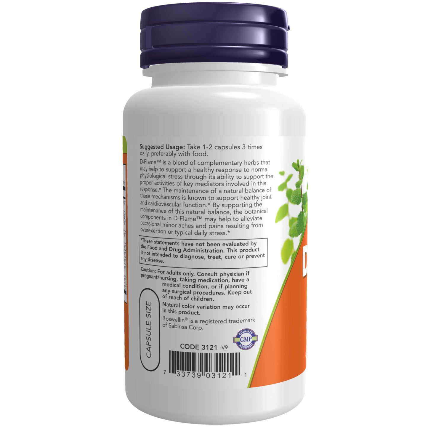 NOW Foods D-Flame with a Blend of Complementary Herbs, Overexertion Support, 90 Veg Capsules