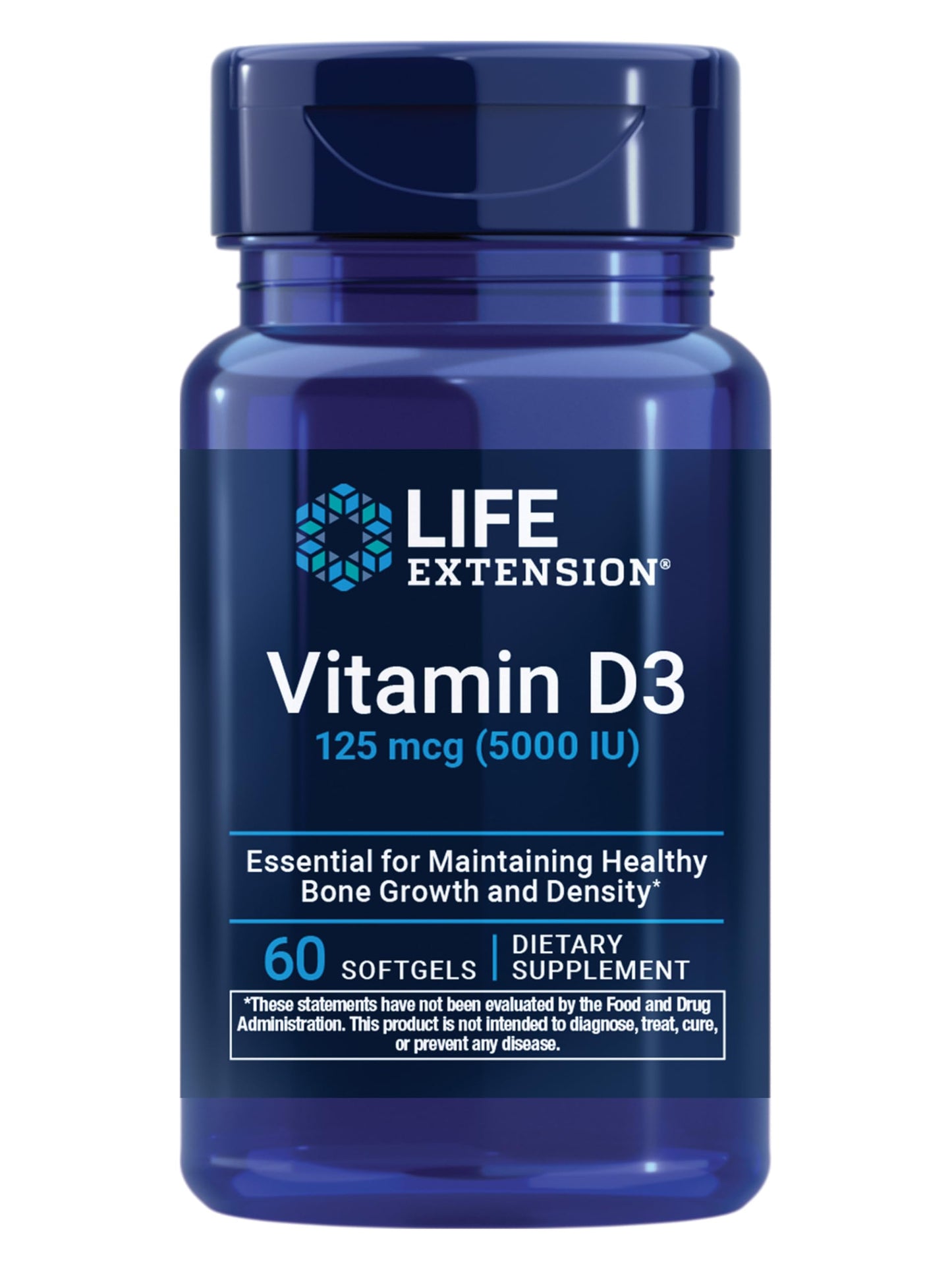 Life Extension Vitamin D3 125 mcg (5000 IU) Softgels, 60 Count