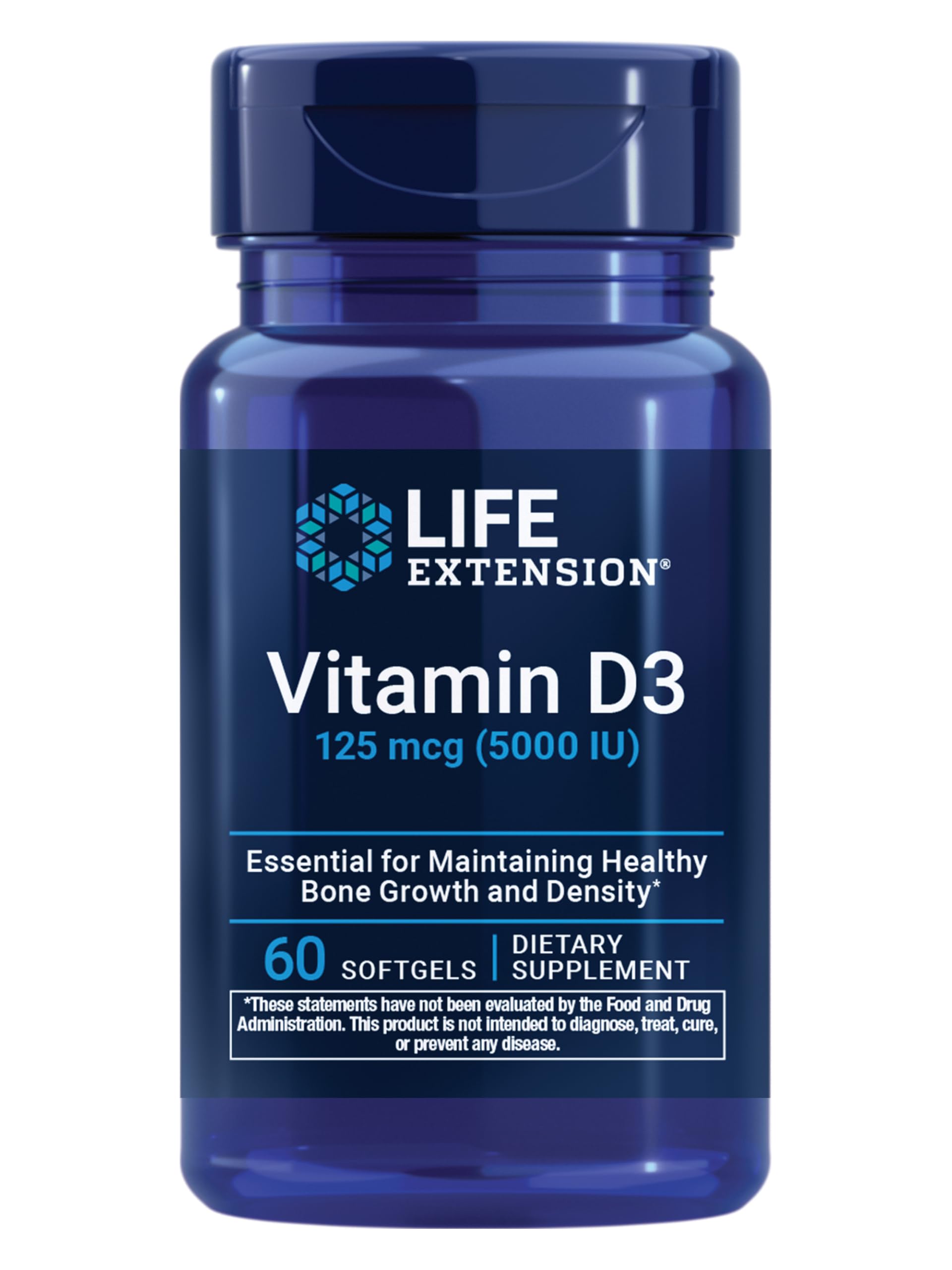 Life Extension Vitamin D3 125 mcg (5000 IU) Softgels, 60 Softgels