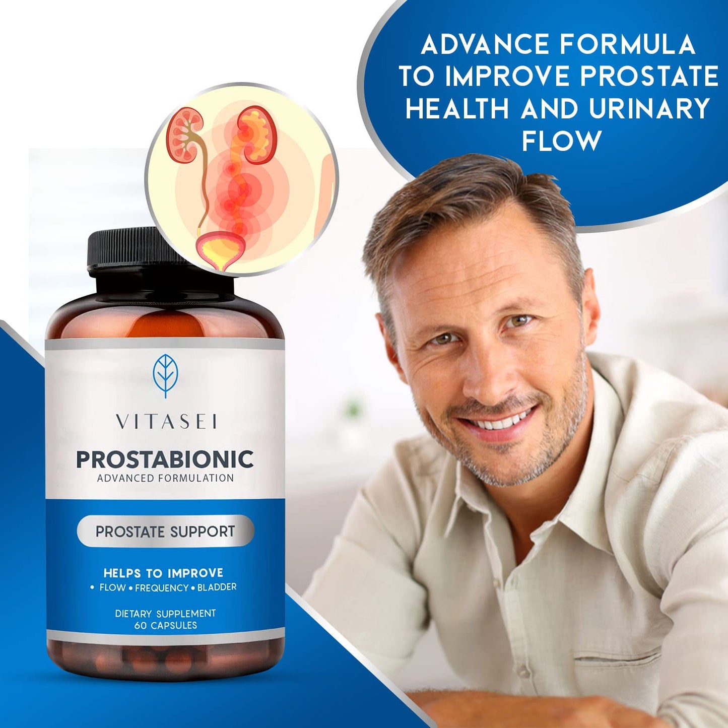 VITASEI Prostabionic with Graminex, Saw Palmetto, Pygeum Africanum 120 Capsules