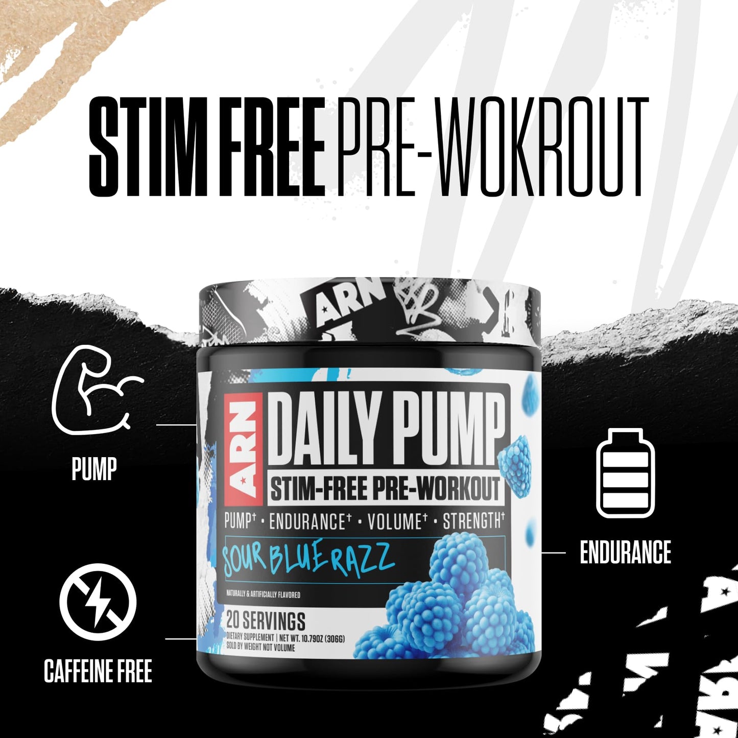 Arms Race Nutrition ARN Daily Pump STIM-Free Pre-Workout Powder 10 Ounce