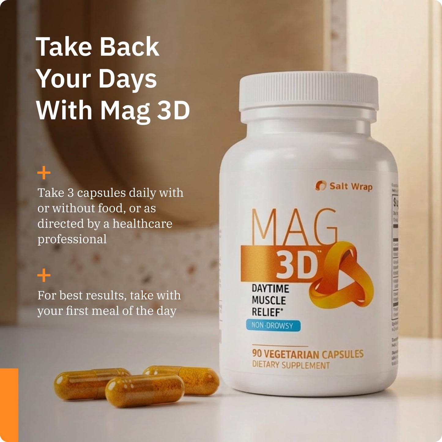 SaltWrap Mag 3D Daytime Non-Drowsy Leg Cramp & Muscle Relief Capsule 90