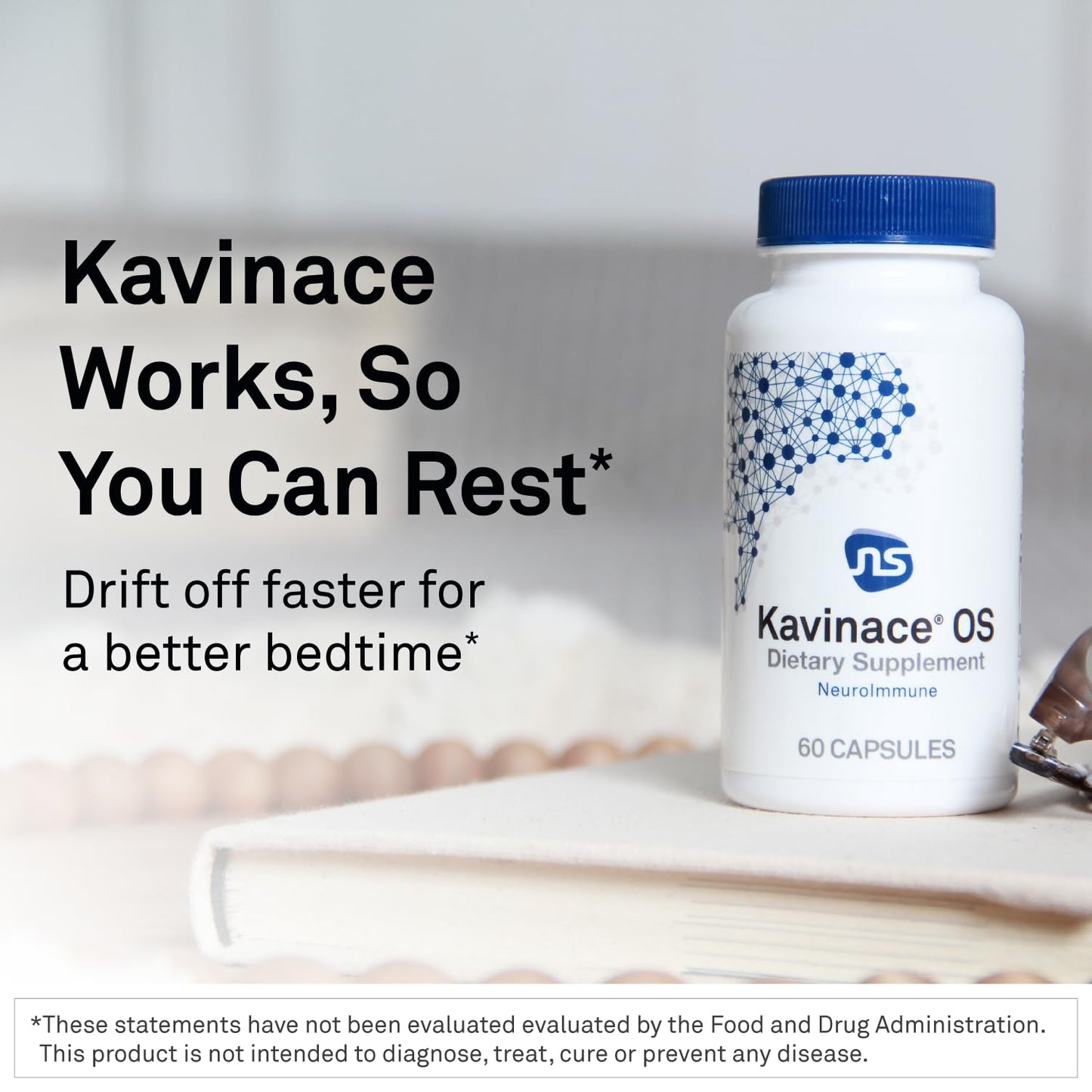 NeuroScience Kavinace OS Sleep Aid Formula with Melatonin 5mg + L-Theanine Capsules, 60 Count