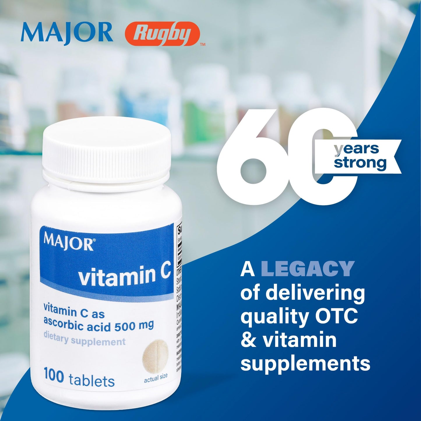MAJOR Vitamin C-500 mg Ascorbic Acid Tablets, 100 Tablets