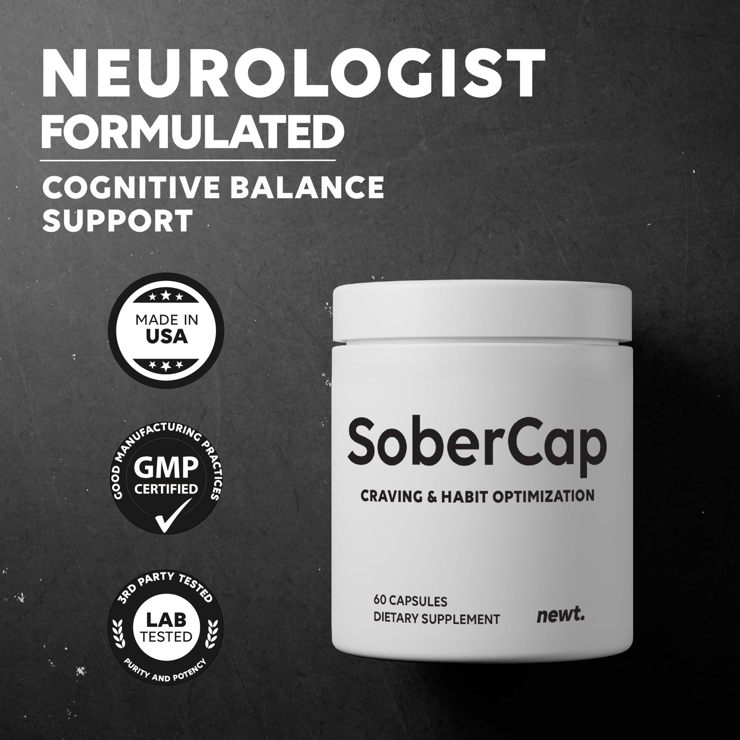Newt SoberCap Natural Drug Recovery Supplement Capsule 60 Capsules