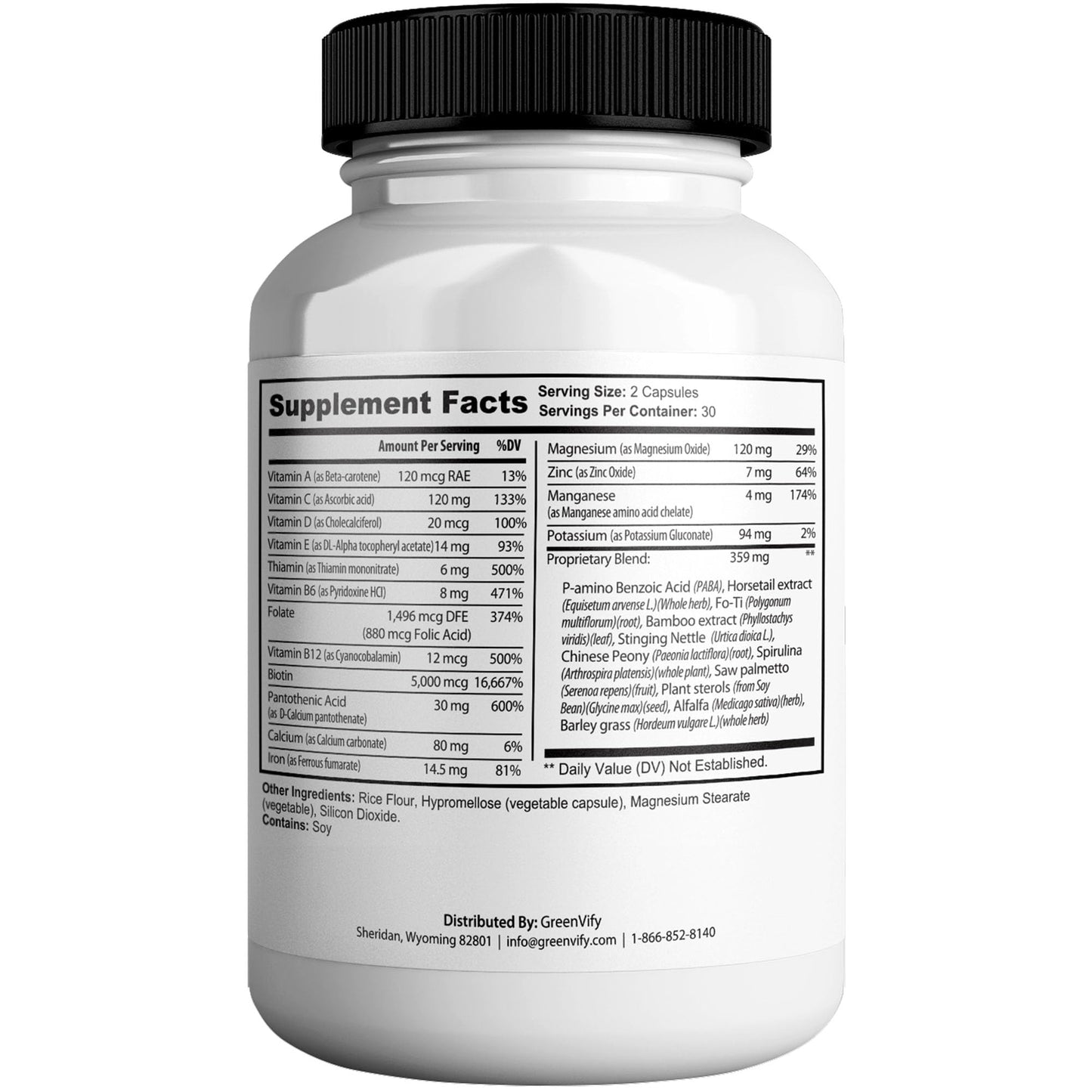GREENVIFY Vitalock Complex MAX Hair, Nails & Skin Formula, Biotin, Folate, Vitamins A B C D E Capsules 60