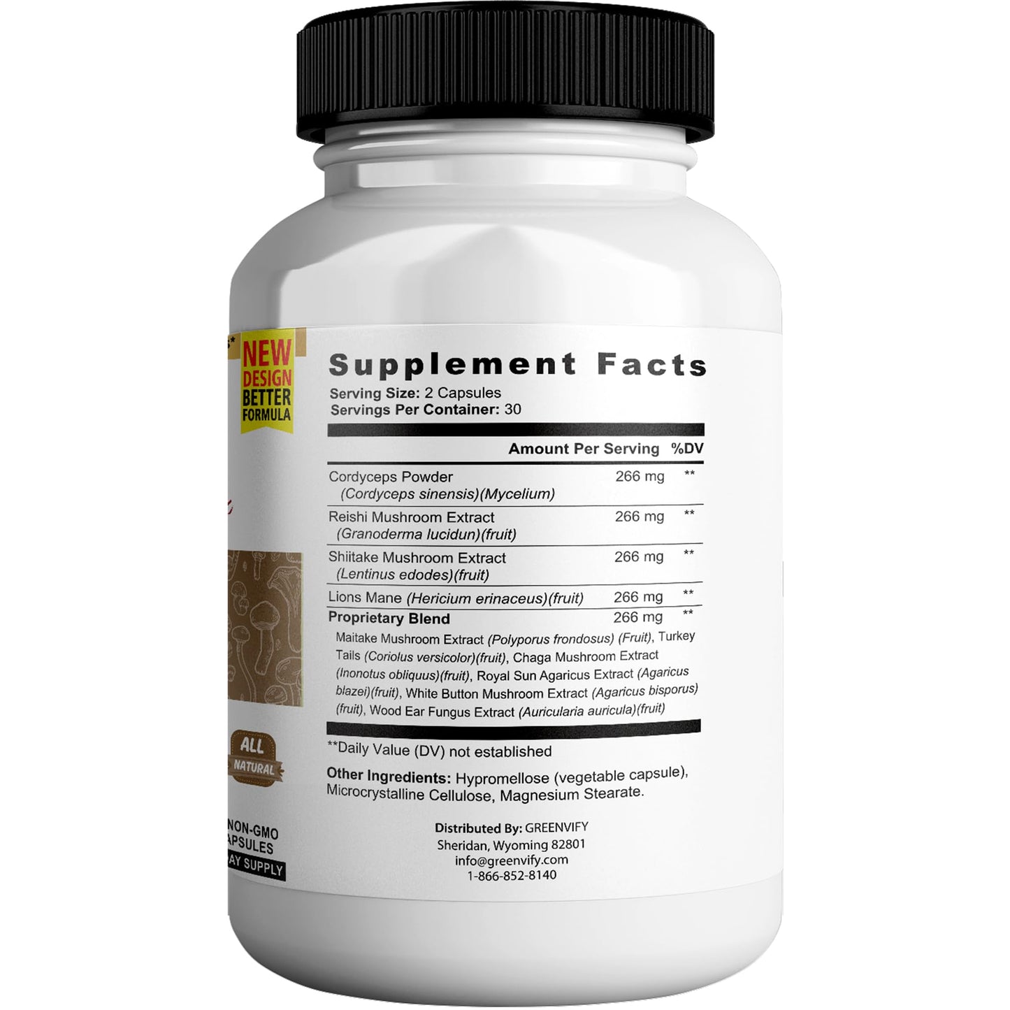 GREENVIFY Vitaloxin Max Super Mushroom Complex, 10-in-1 Adaptogen and Immune Support, 60 Capsules