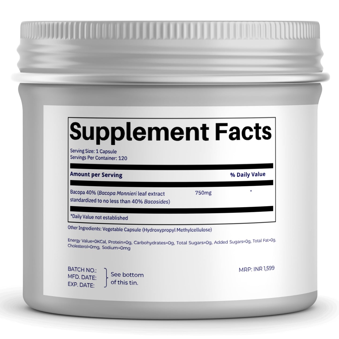 FOLIUS LABS Bacopa Monnieri Capsules 750mg – 120 Capsules