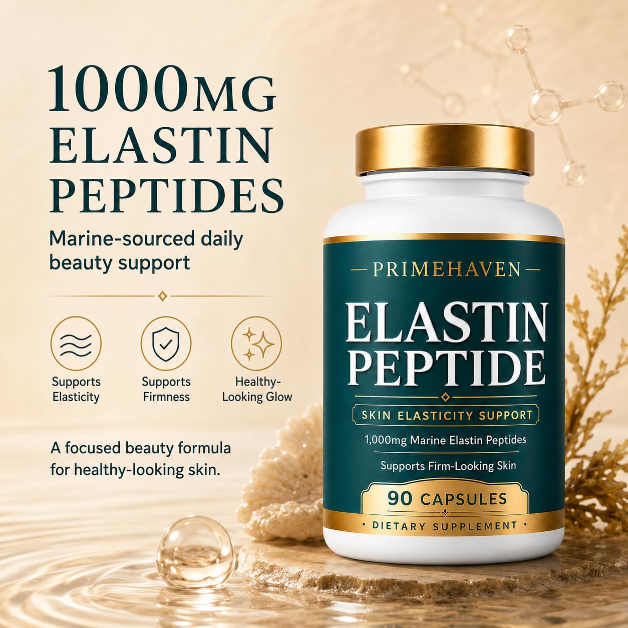 DROWZEN Elastin Peptides Skin Tightening Formula Capsules, 90 Count