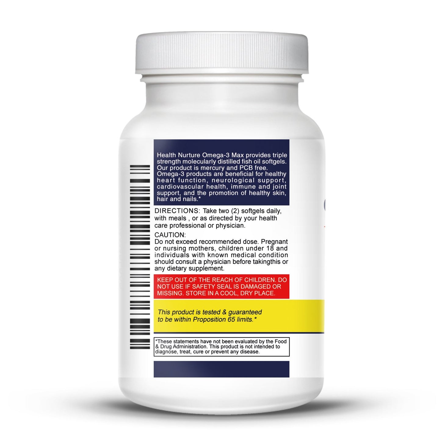 Health Nurture Fish Oil Omega-3 Maximum Strength 1500mg (800 EPA/600 DHA) Pharmaceutical Grade Fish Oil Capsule, 1 Count