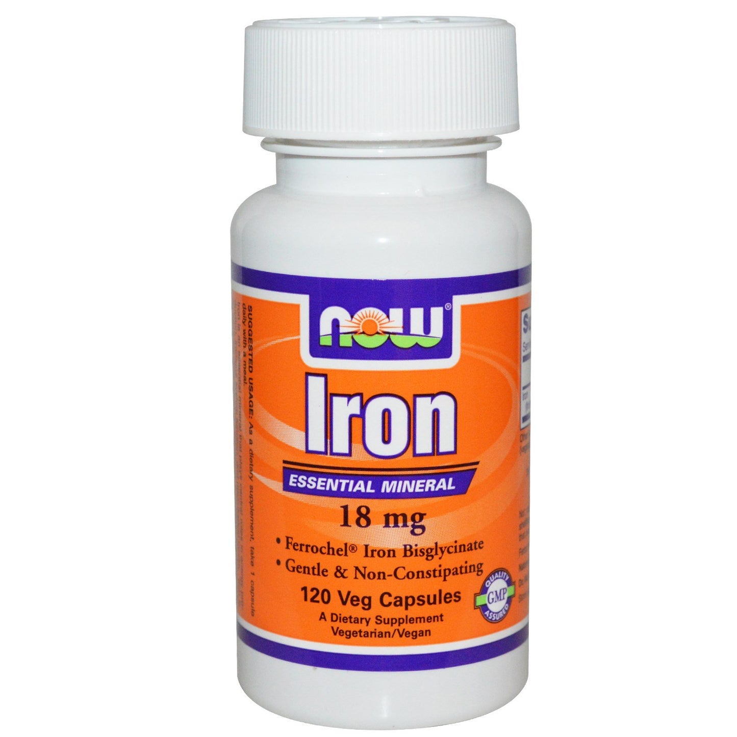 NOW Foods Iron 18 mg Vegetable Capsules, 480 Capsules