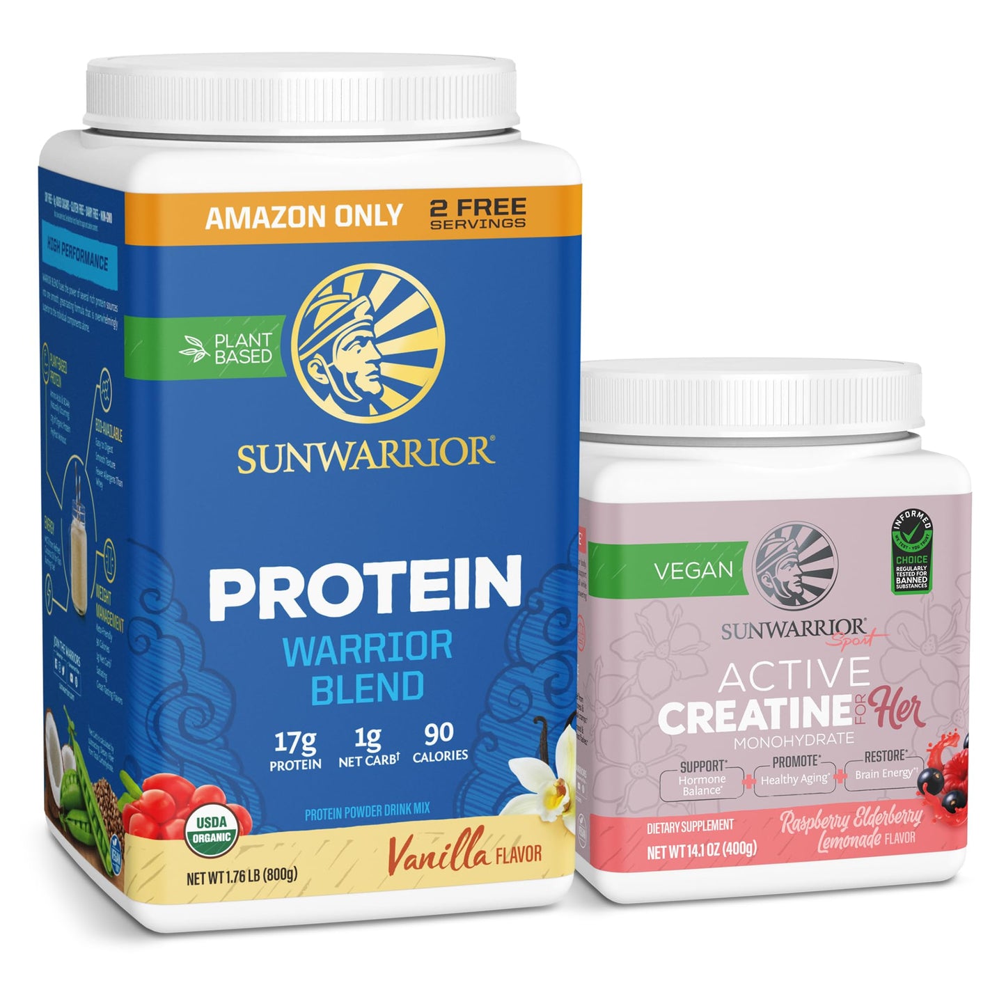 Sunwarrior WarriorBlend Vanilla Protein Powder & Creatine for Women Berry Lemonade 42.1