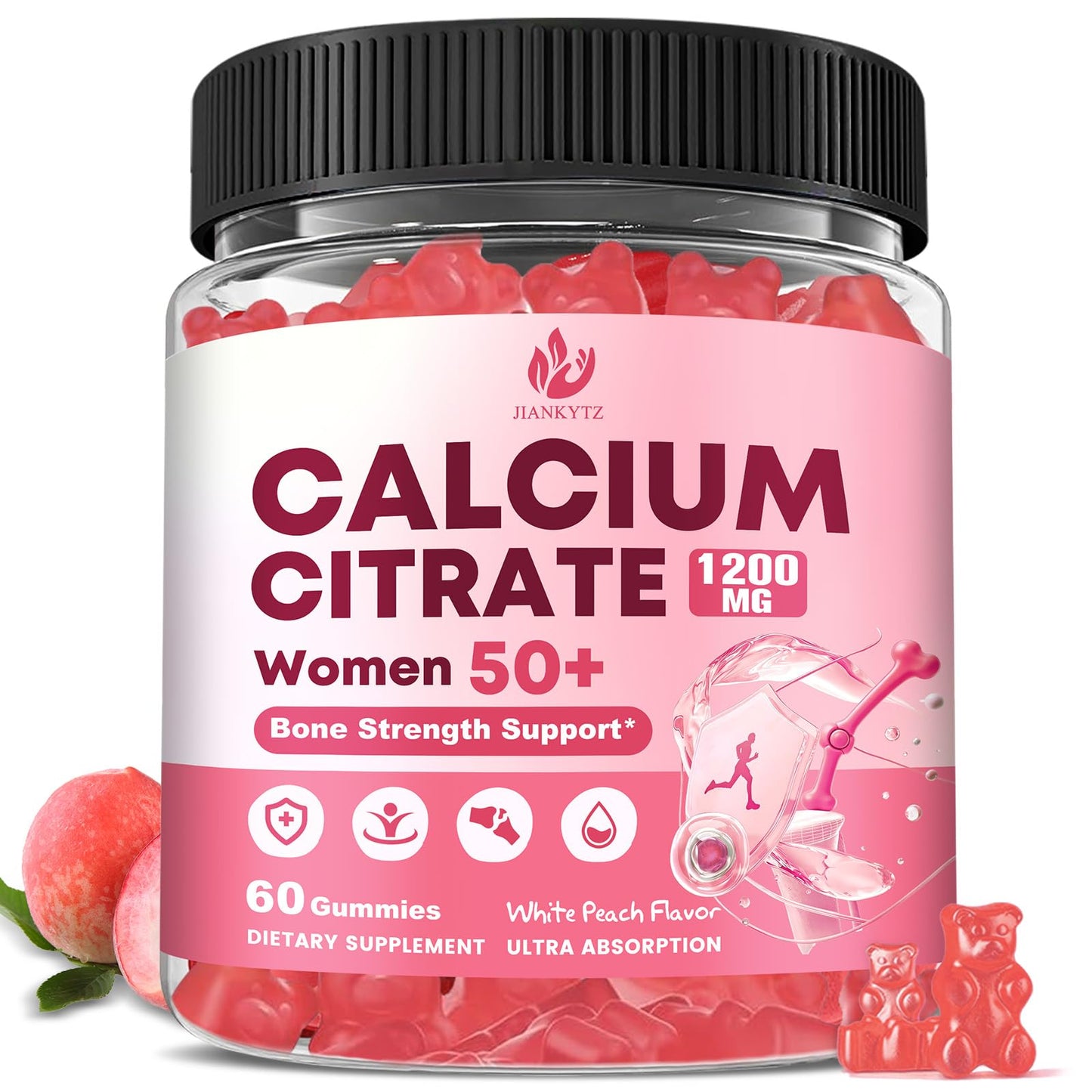 JIANKYTZ Calcium Citrate with Vitamin D3 Gummies for Women 50 Plus, 60 Gummies