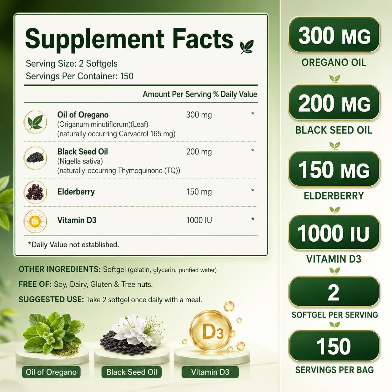Obill NuTrance Oil of Oregano Softgels 300 Count