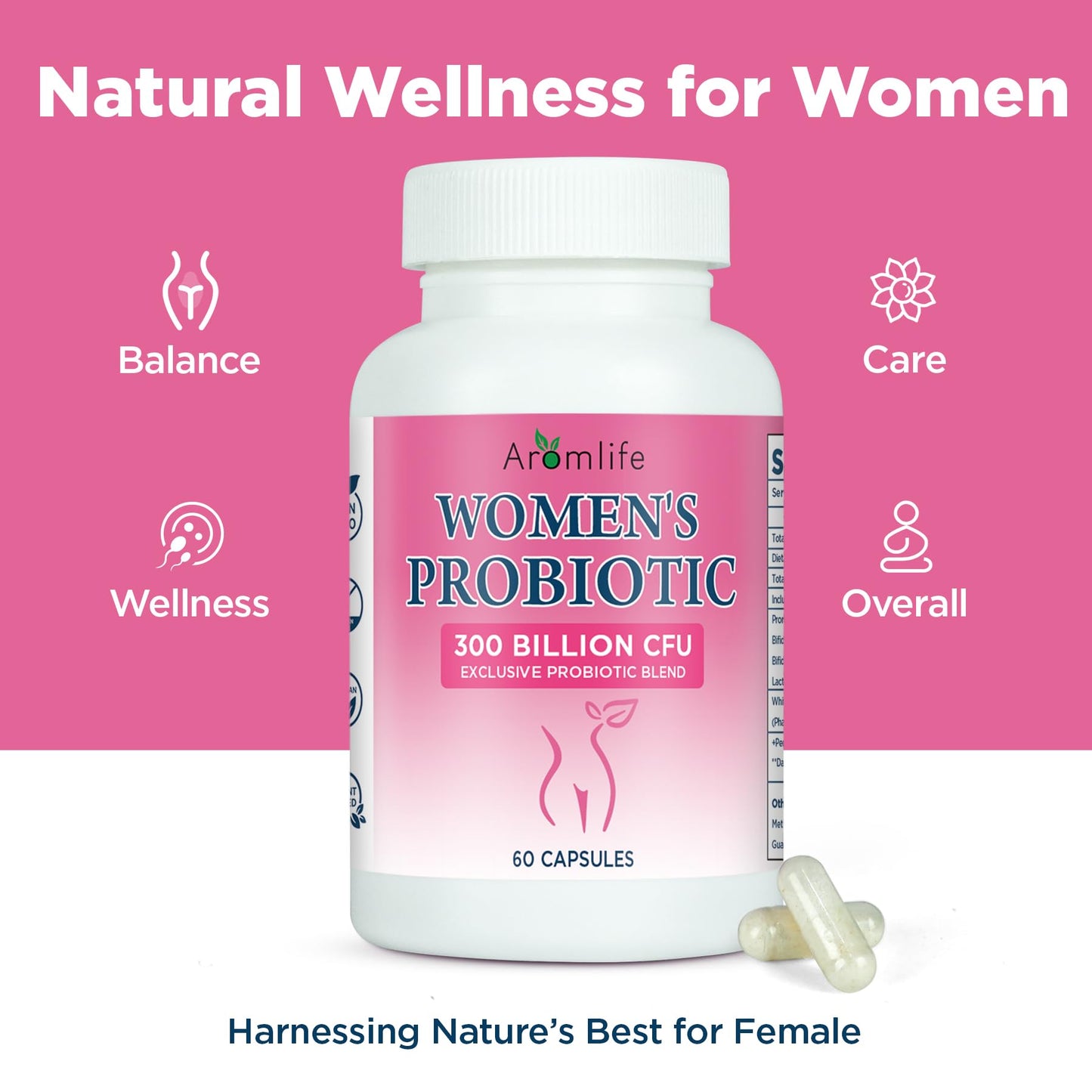 Aromlife Women's Probiotics 300 Billion CFUs Capsules 60 Count
