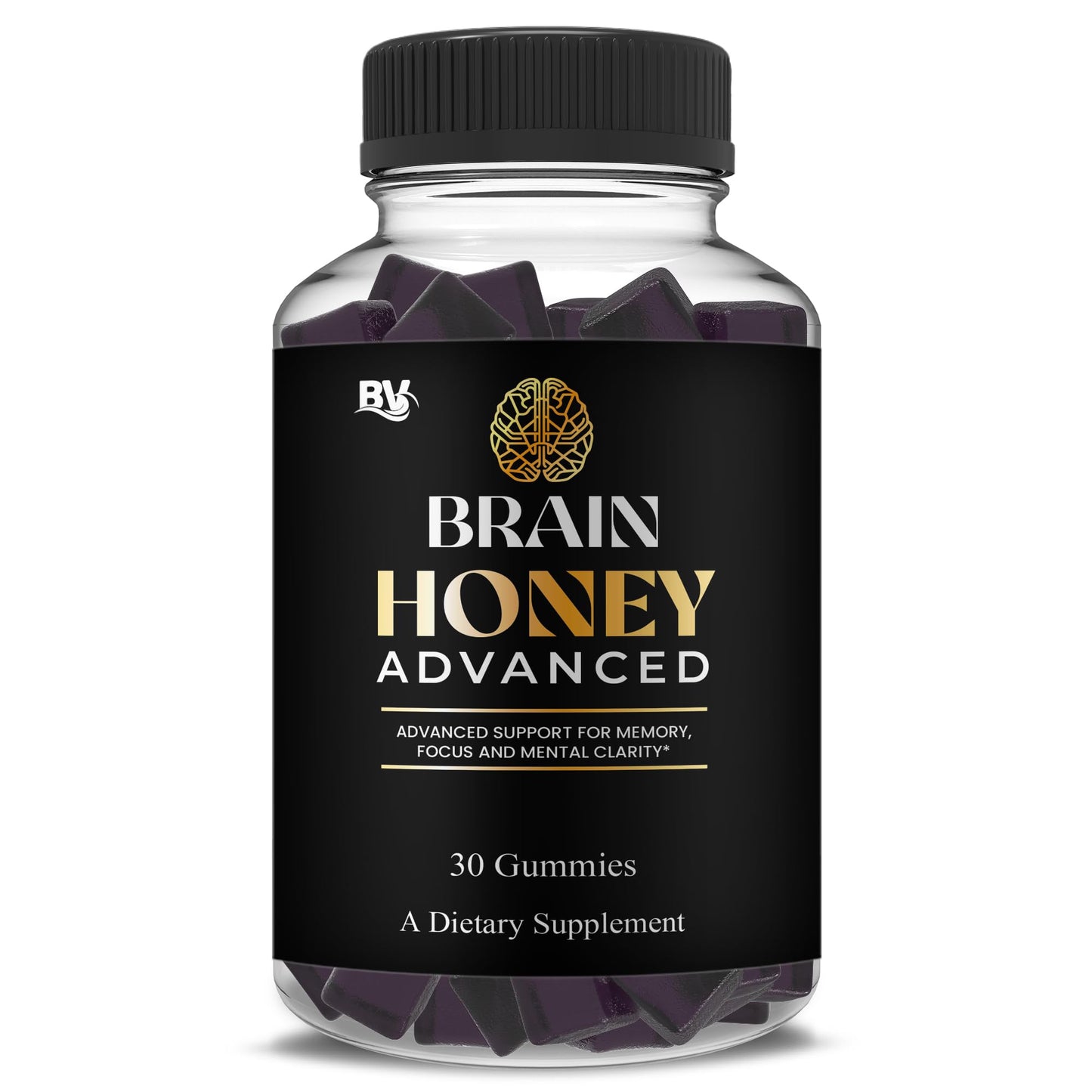 BLUE VIBE Brain Honey Advanced Nootropic Support Supplement Gummy, 30 Count
