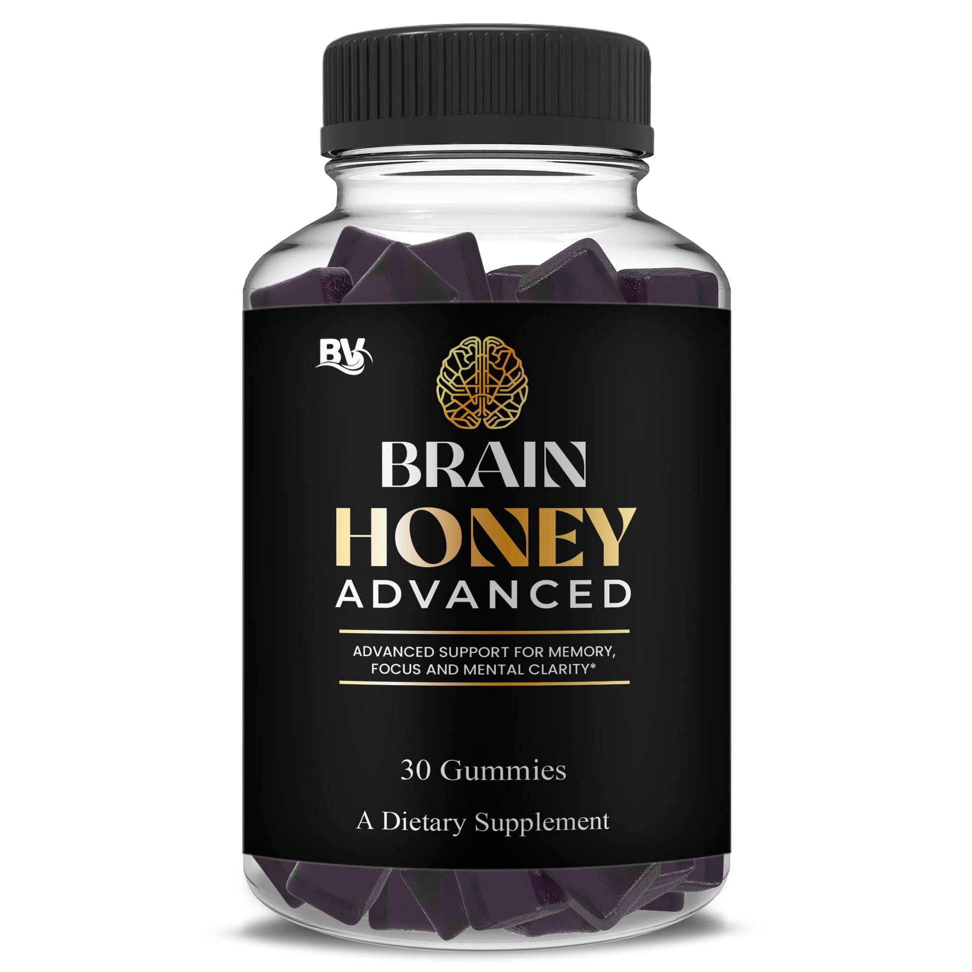 BLUE VIBE Brain Honey Advanced Nootropic Support Supplement Gummy, 30 Count
