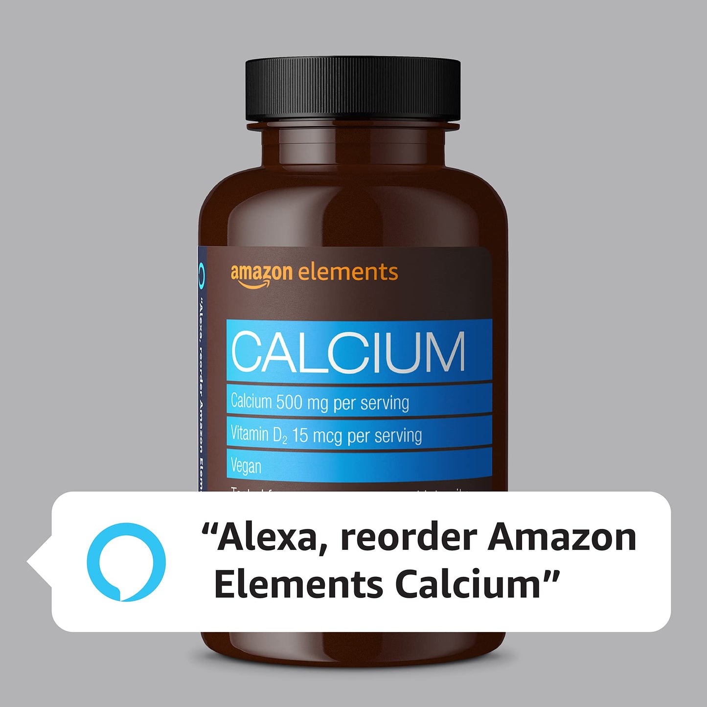 Amazon Elements Calcium plus Vitamin D, 500mg with D2 600IU, 65 Tablets