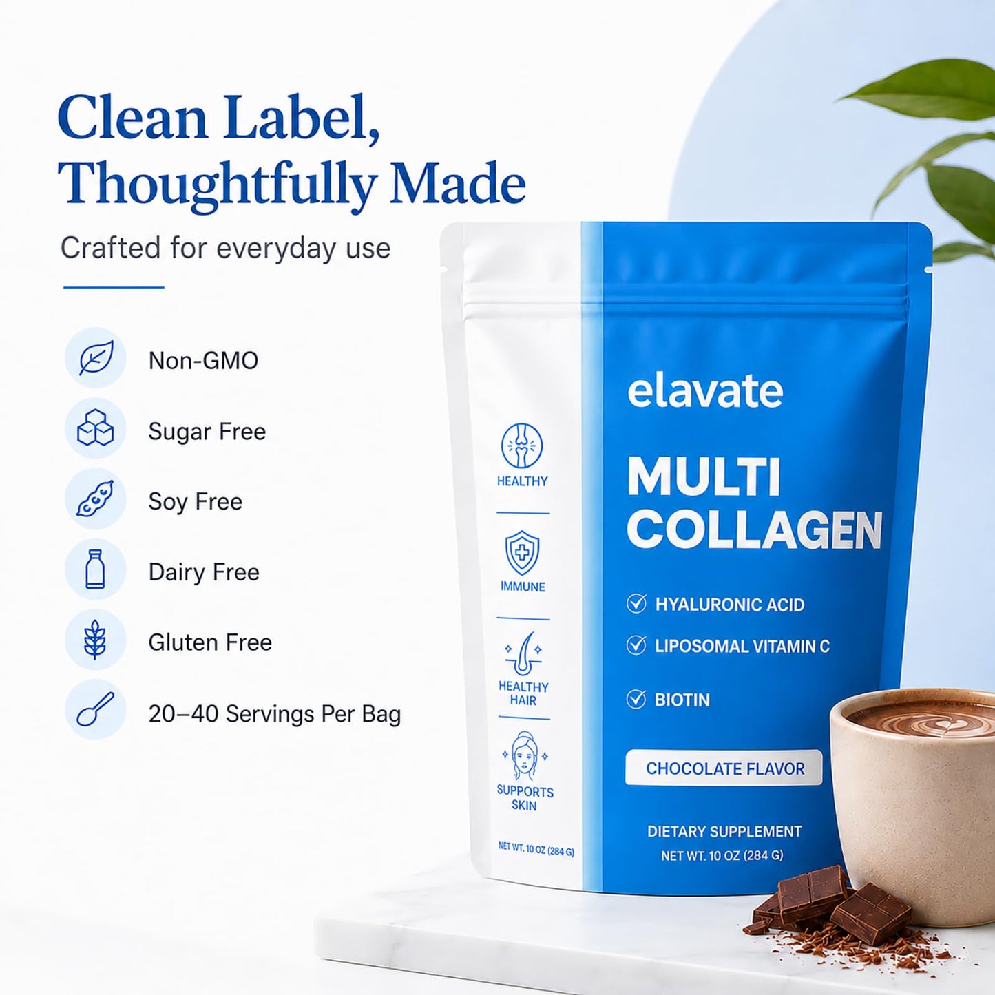 FLOWBEETS Elevate Collagen for Women Multi Collagen Peptides Powder 10 Ounce