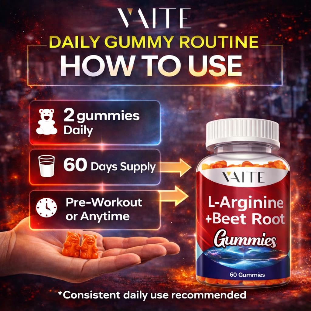 VAITE L-Arginine Supplement Beet Root Gummies Gummy 60 Count