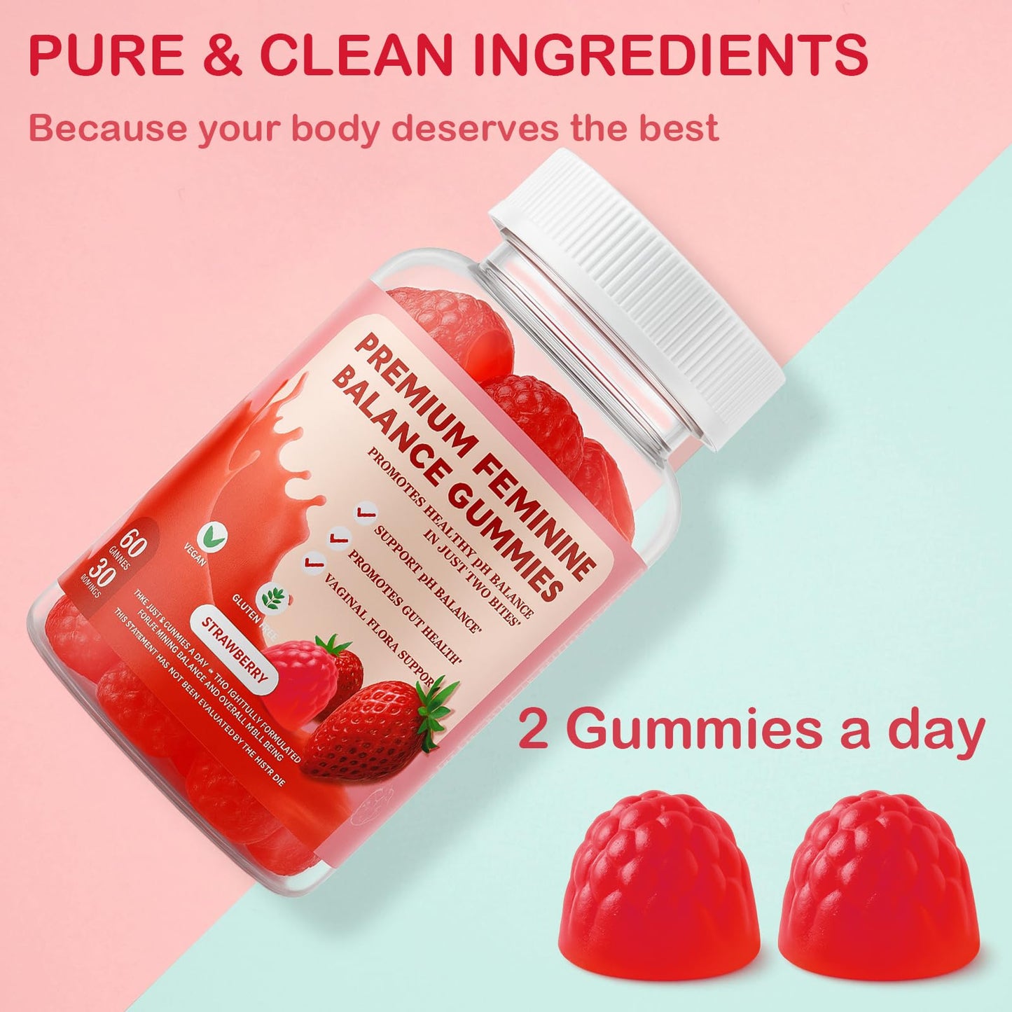 DEXOV Vaginal Probiotic Feminine Gummies for Women – pH Balance Support & Vitamin C, 60 Gummies
