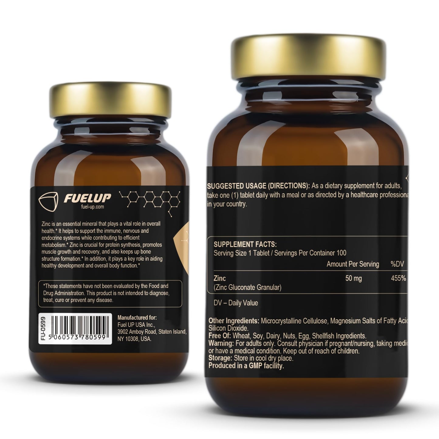 Fuelup Zinc Gluconate 50 mg Tablets 100 Count
