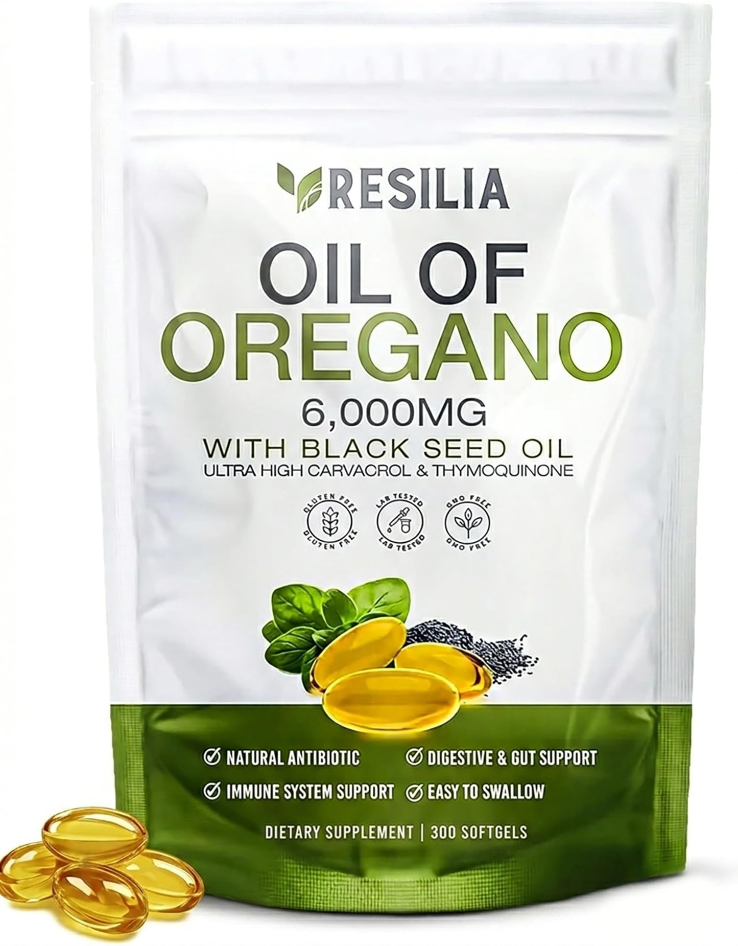Resilia Oregano Oil 6000mg Capsules 300 Count