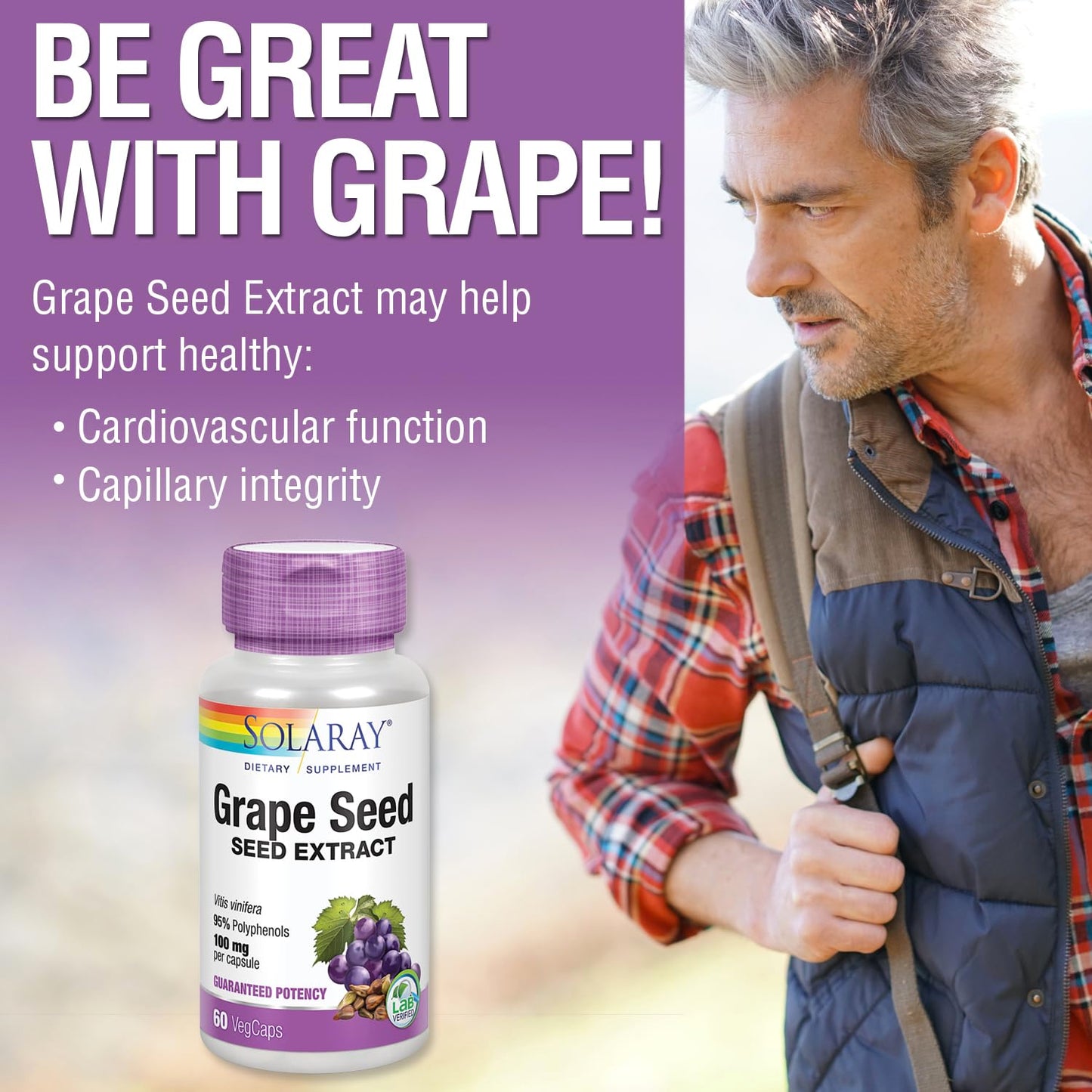 Solaray Grape Seed Extract 100 mg Plus Bioflavonoid Complex, 60 Capsules