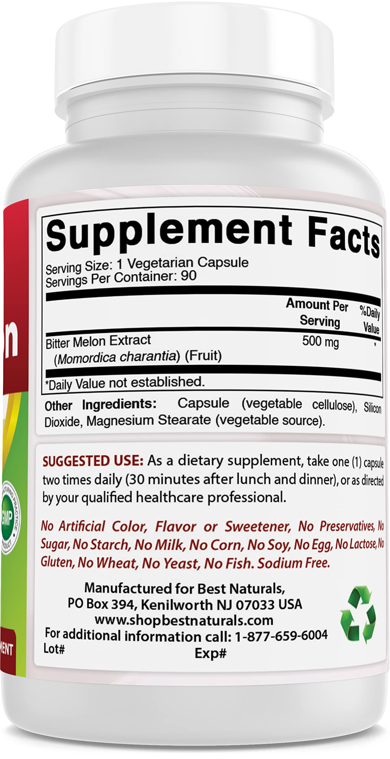 Best Naturals Bitter Melon 500 mg & Gymnema Sylvestre Extract 500 mg Capsules, 1 Count