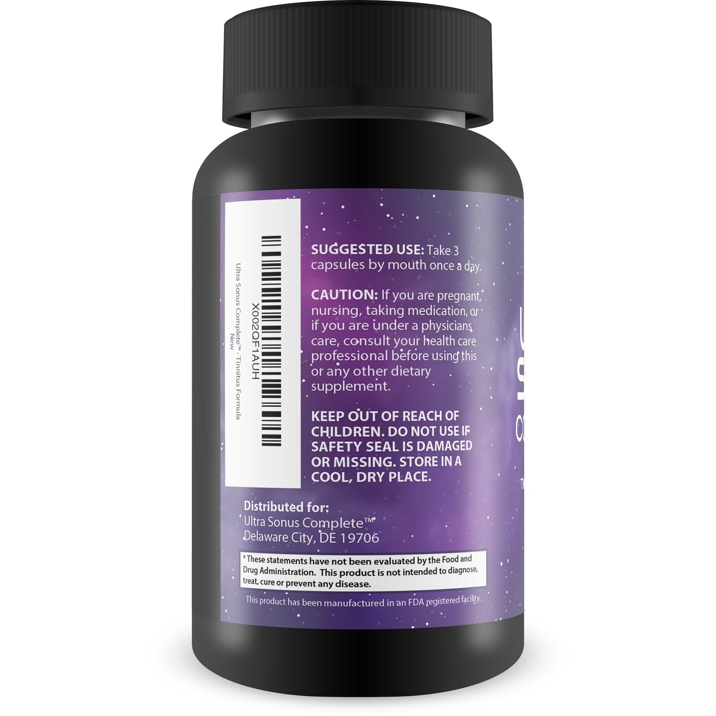 Ultra Sonus Complete Tinnitus Supplement Garlic Turmeric Vitamin C Max Formula Capsule 1 Count