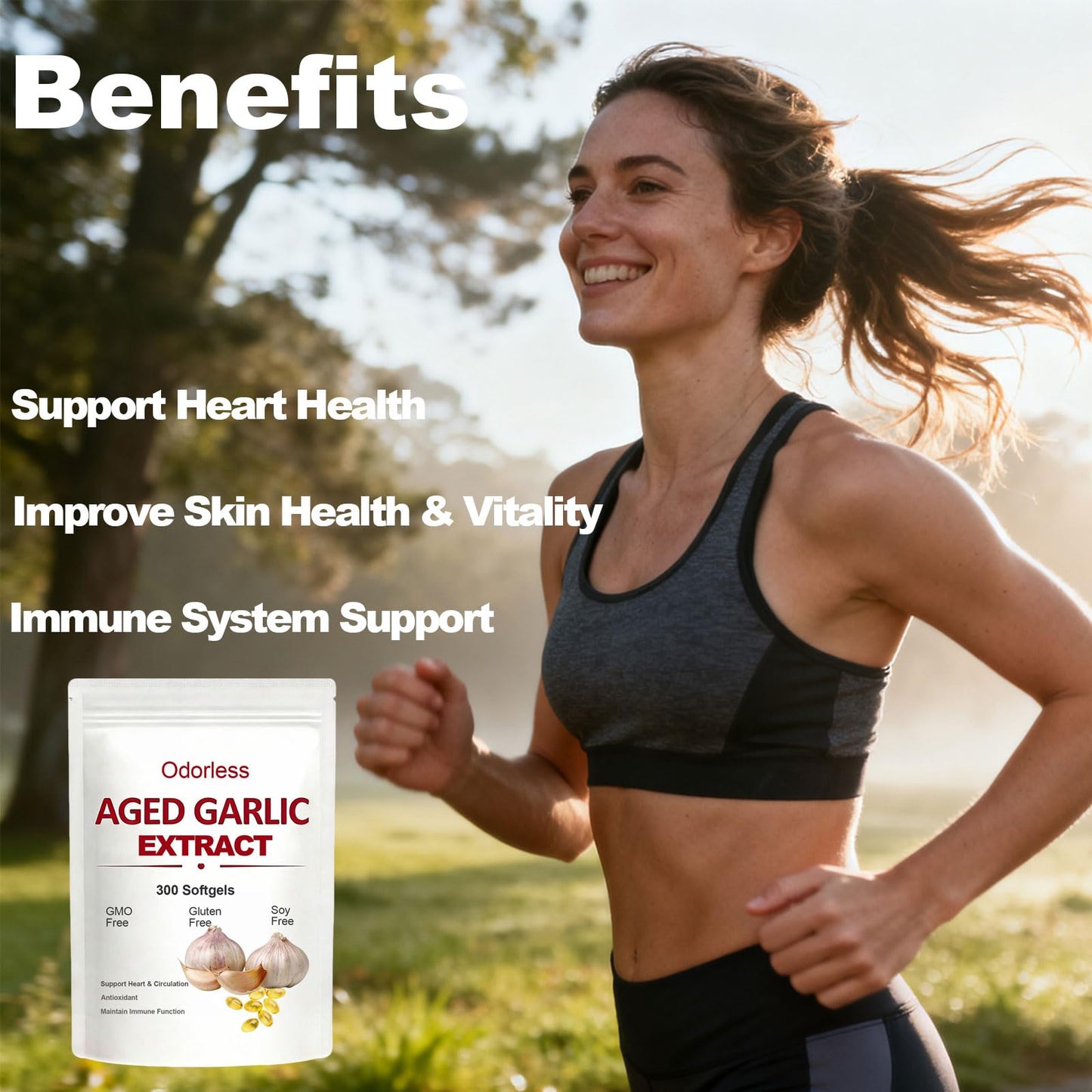 Axathibllu Aged Garlic Extract Odorless 15:1 Extract & 2-Year Low-Temp Aging Softgel, 300 Softgels