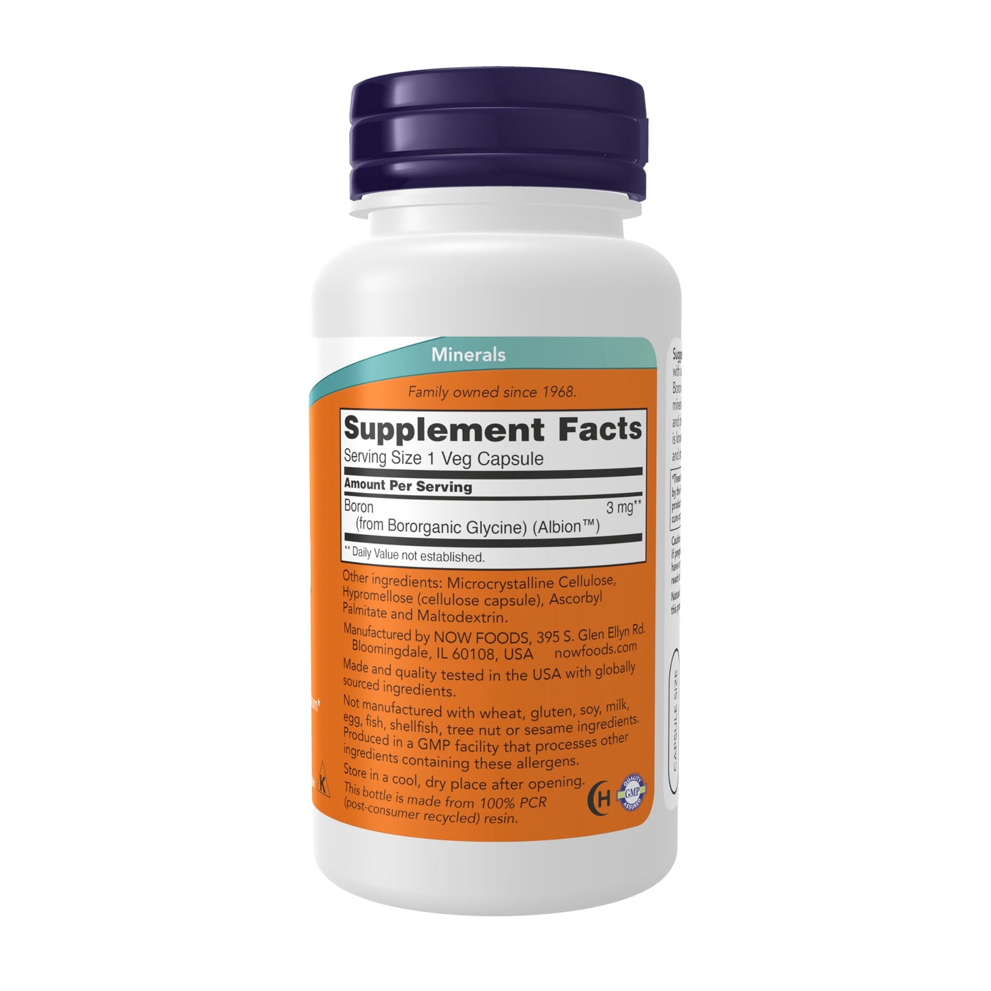NOW Foods Boron 3 mg (Bororganic Glycine) Structural Support*, 100 Veg Capsules