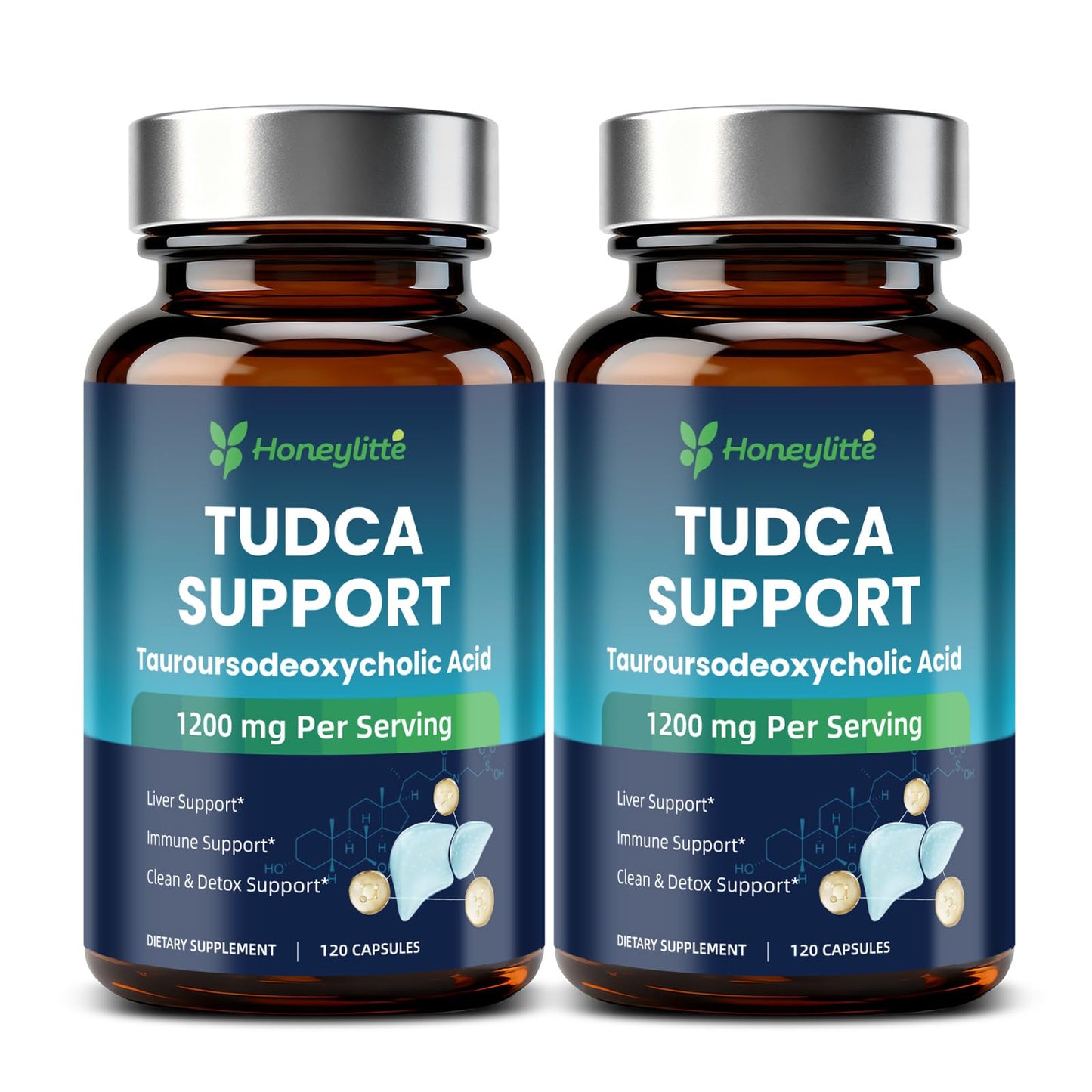 Honeylitte TUDCA 1200mg Tauroursodeoxycholic Acid Capsules, 90 Count