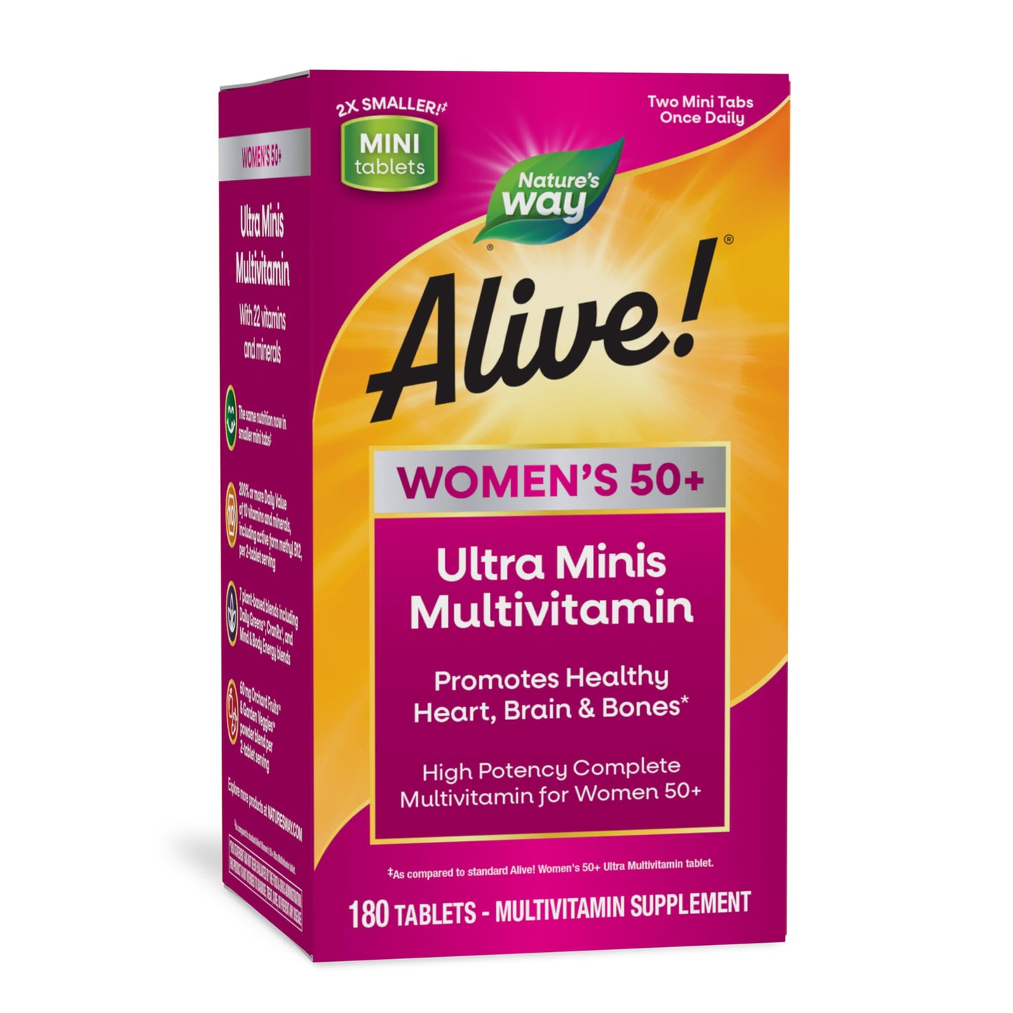 Nature's Way Alive! Ultra Minis Multivitamin for Women 50+, 180 Tablets