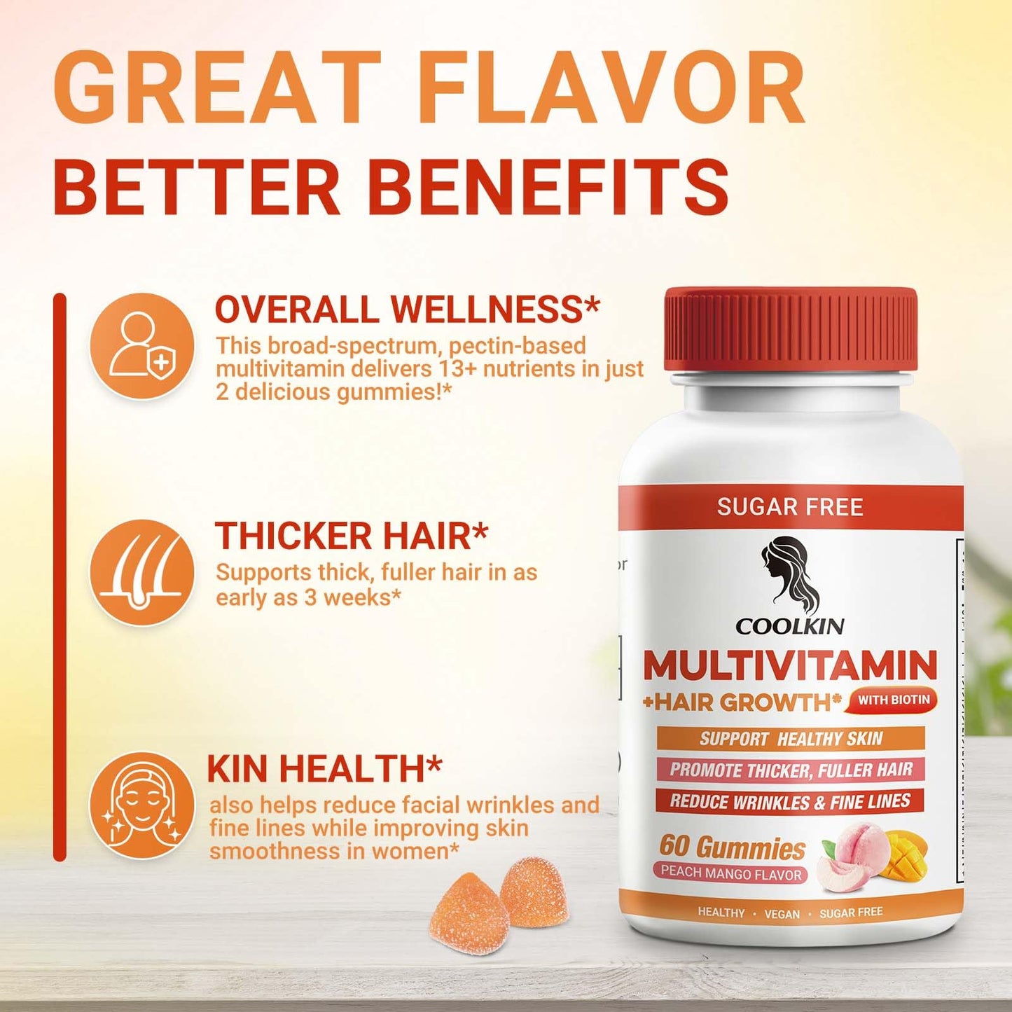 COOLKIN Multivitamin Hair Growth Gummies 60 Count