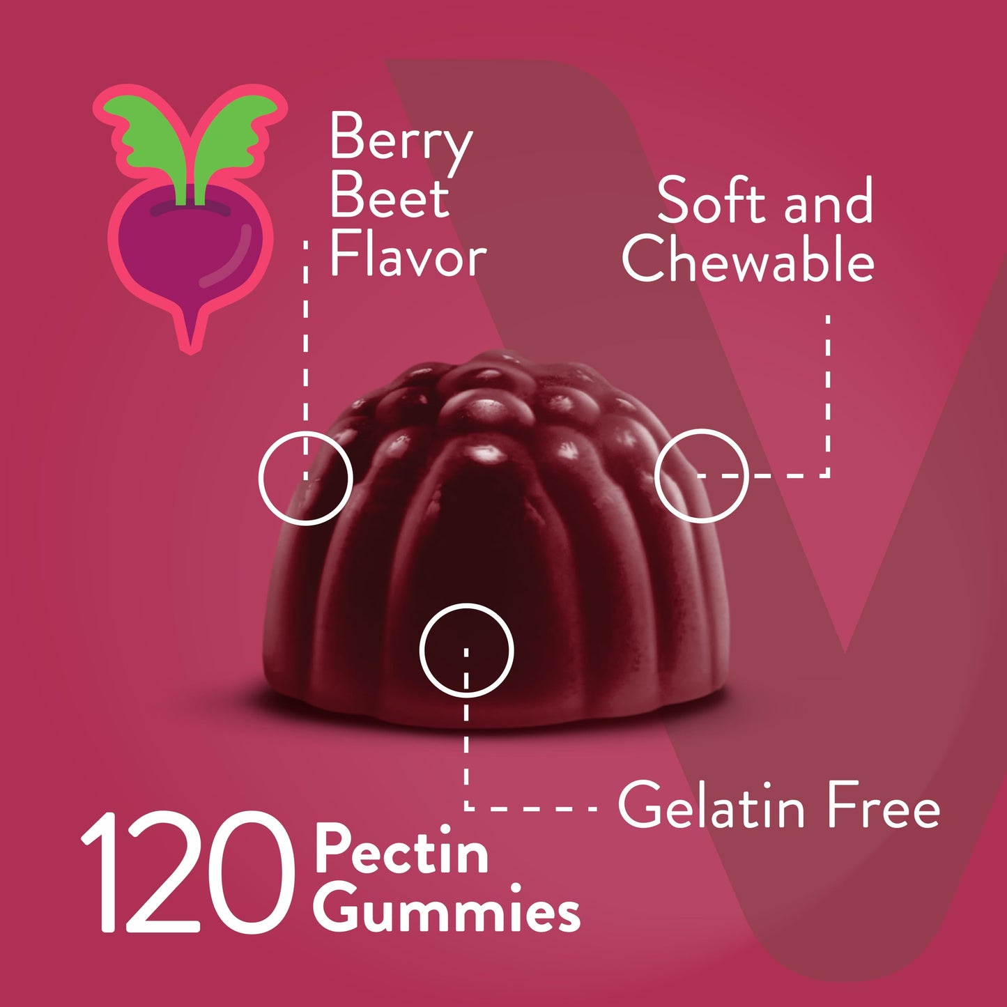 Viteey Beet Root Gummies 4000mg from 80mg of 50:1 Extract with Tart Cherry, Vegan, Gelatin Free, Gluten Free, 120 Gummies