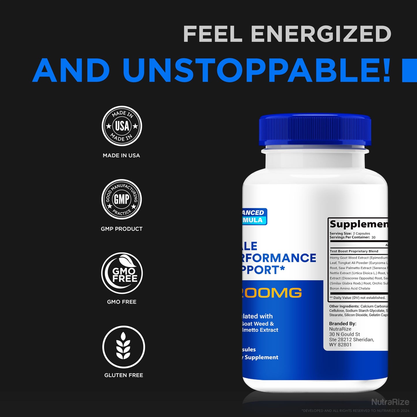 NutraRize Ciavix Capsules for Men, All Natural Formula for Male Performance & Energy Levels, Multivitamin Supplement, Capsule, 120