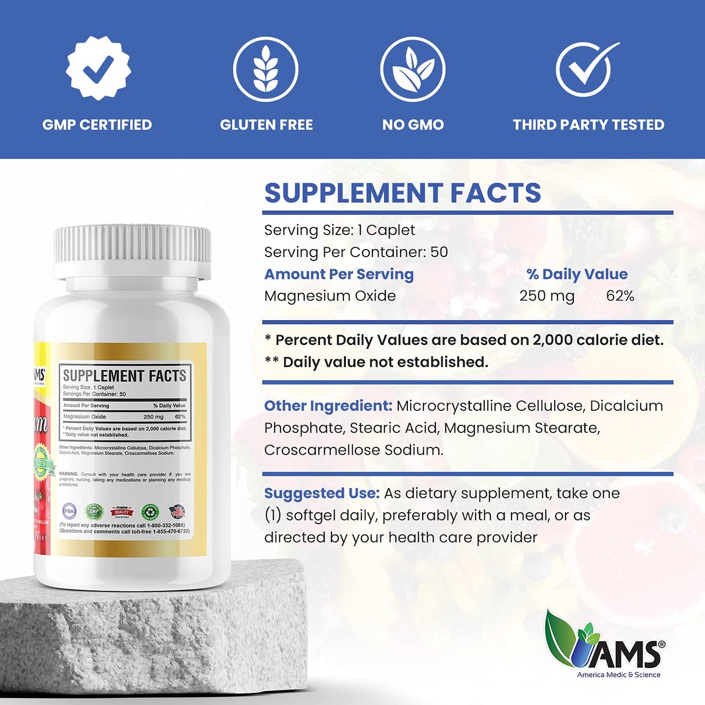 America Medic & Science Magnesium Oxide 250 mg Capsules (150 Count)