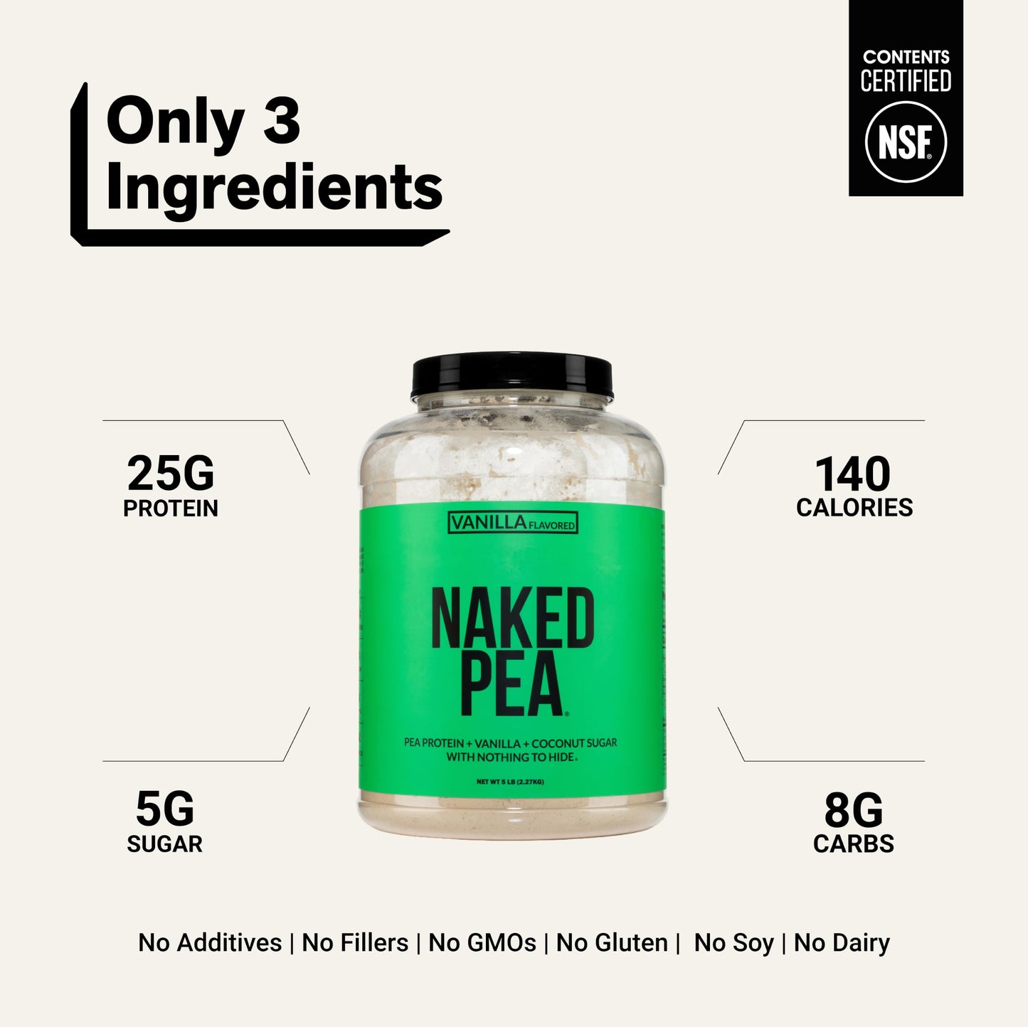 Naked Pea Vanilla Pea Protein Isolate Powder, 80 Servings
