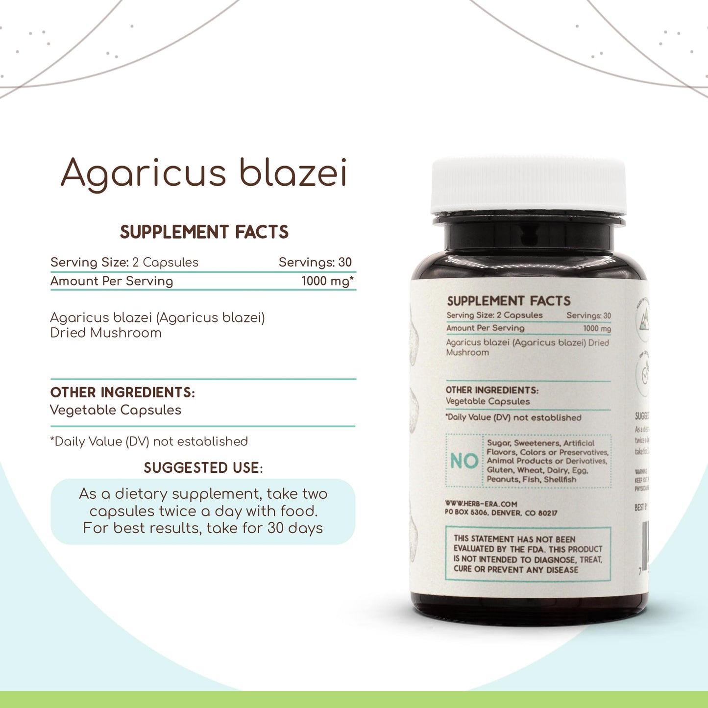HerbEra Agaricus Blazei 60 Capsules