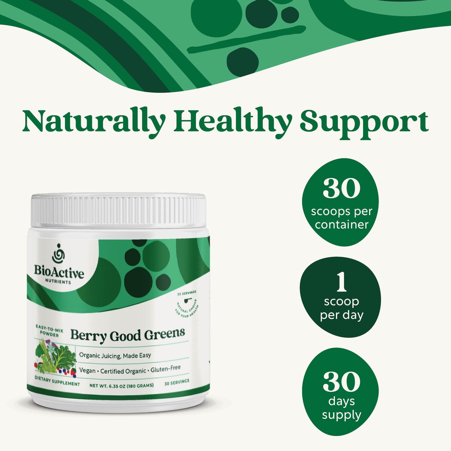 BIOACTIVE NUTRIENTS Berry Good Greens Powder 6.35 Ounce