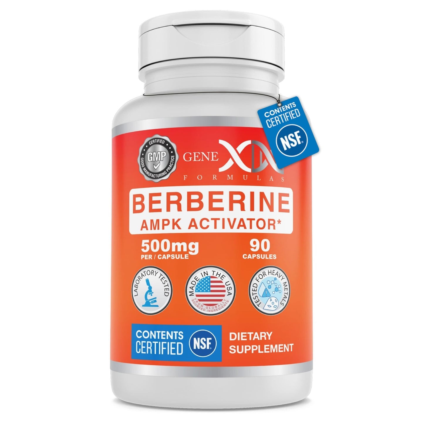 Genex Formulas Berberine HCl 500mg NSF Certified Supplement Capsule, 90 Count