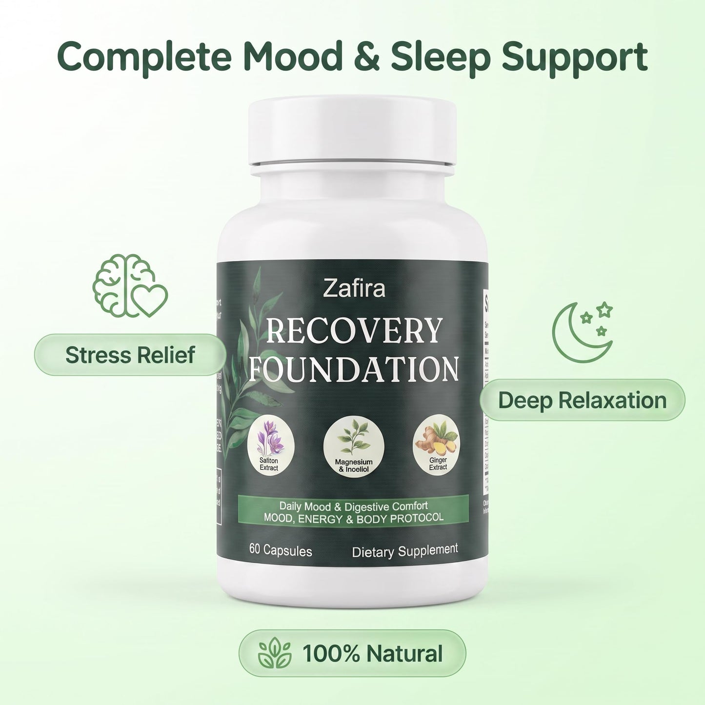 HTKINMI Zafira Recovery Foundation Capsules with Saffron Extract, 60 Count
