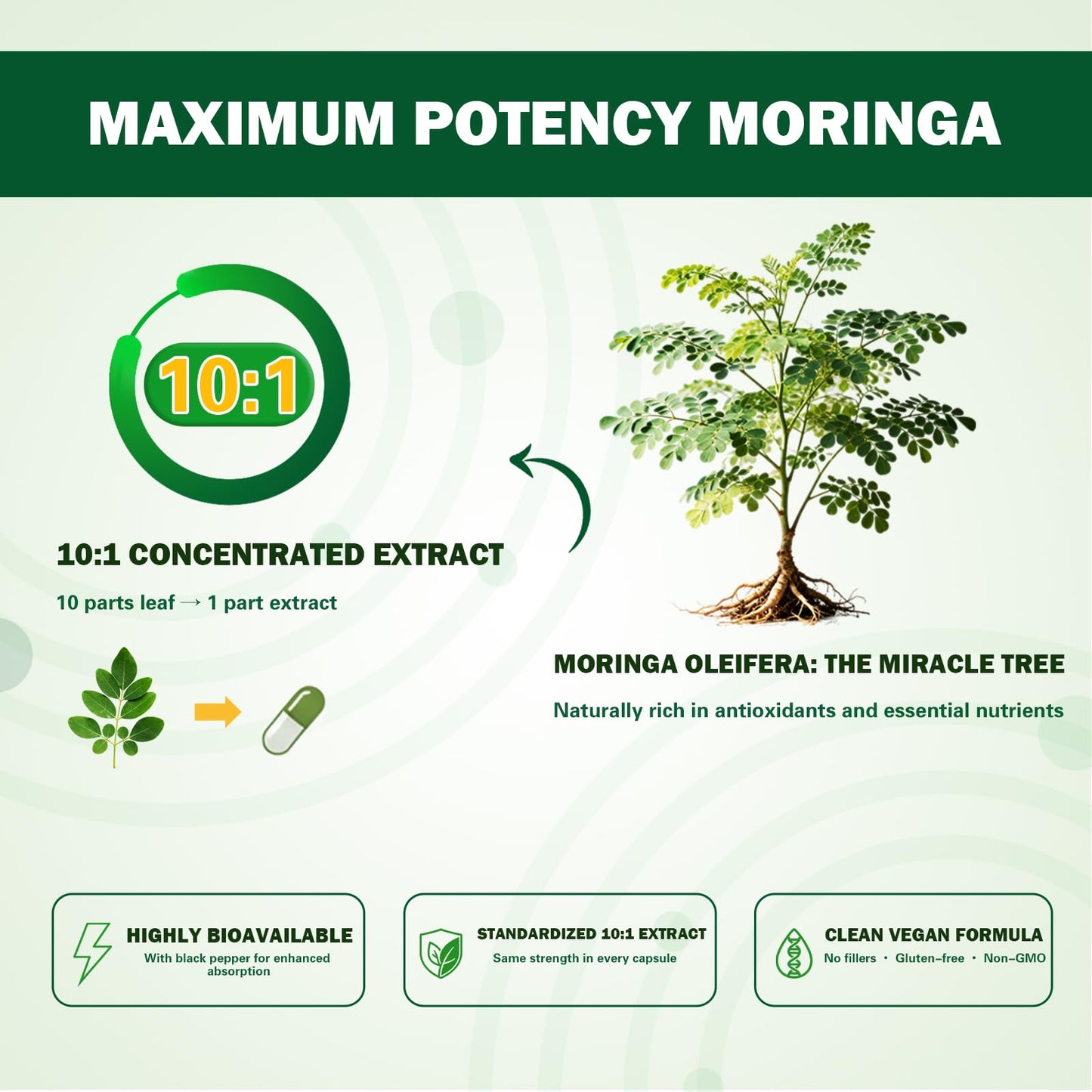Novafun Organic Moringa Capsules 1000mg, 60 Capsules