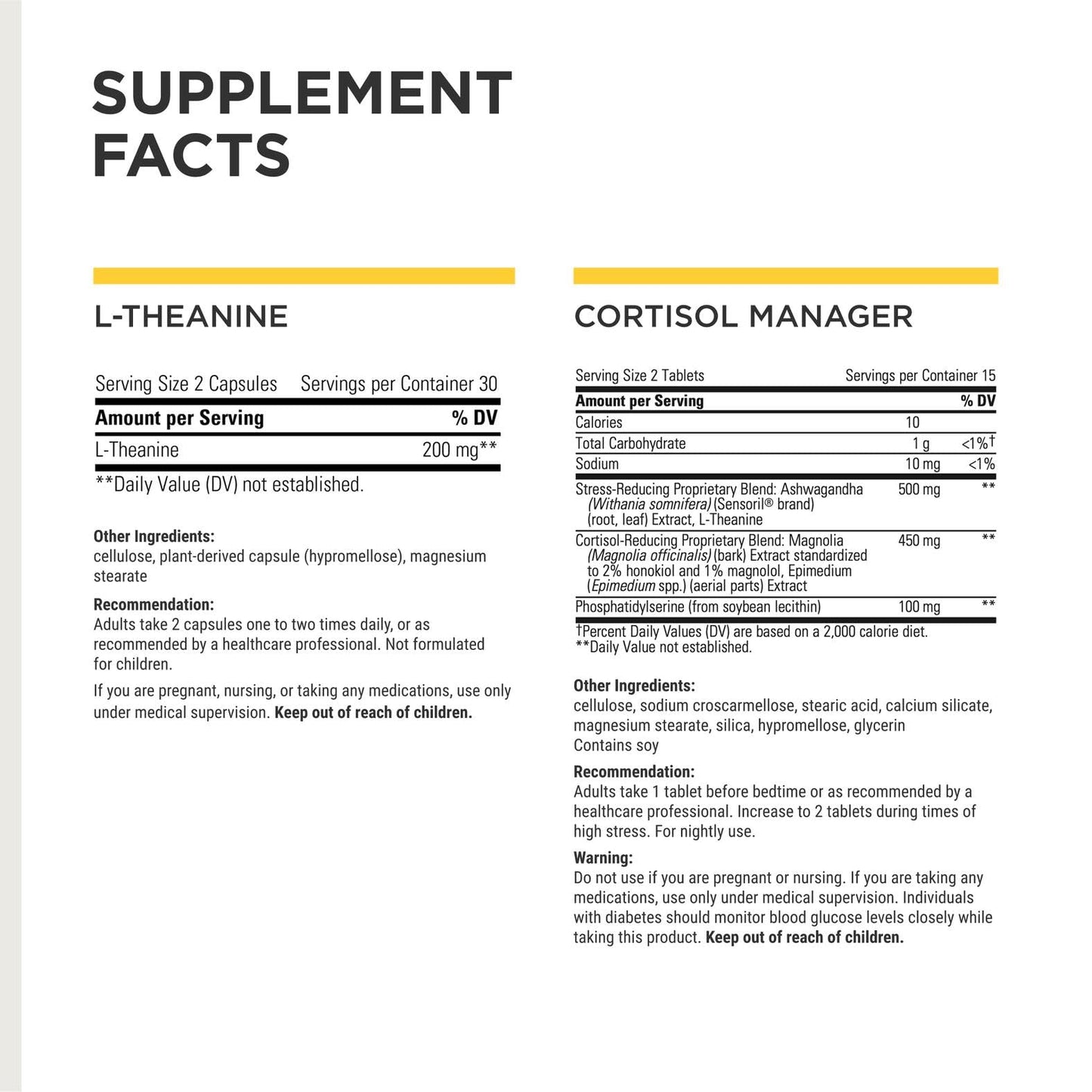 Integrative Therapeutics Cortisol Manager & L-Theanine Tablets 90