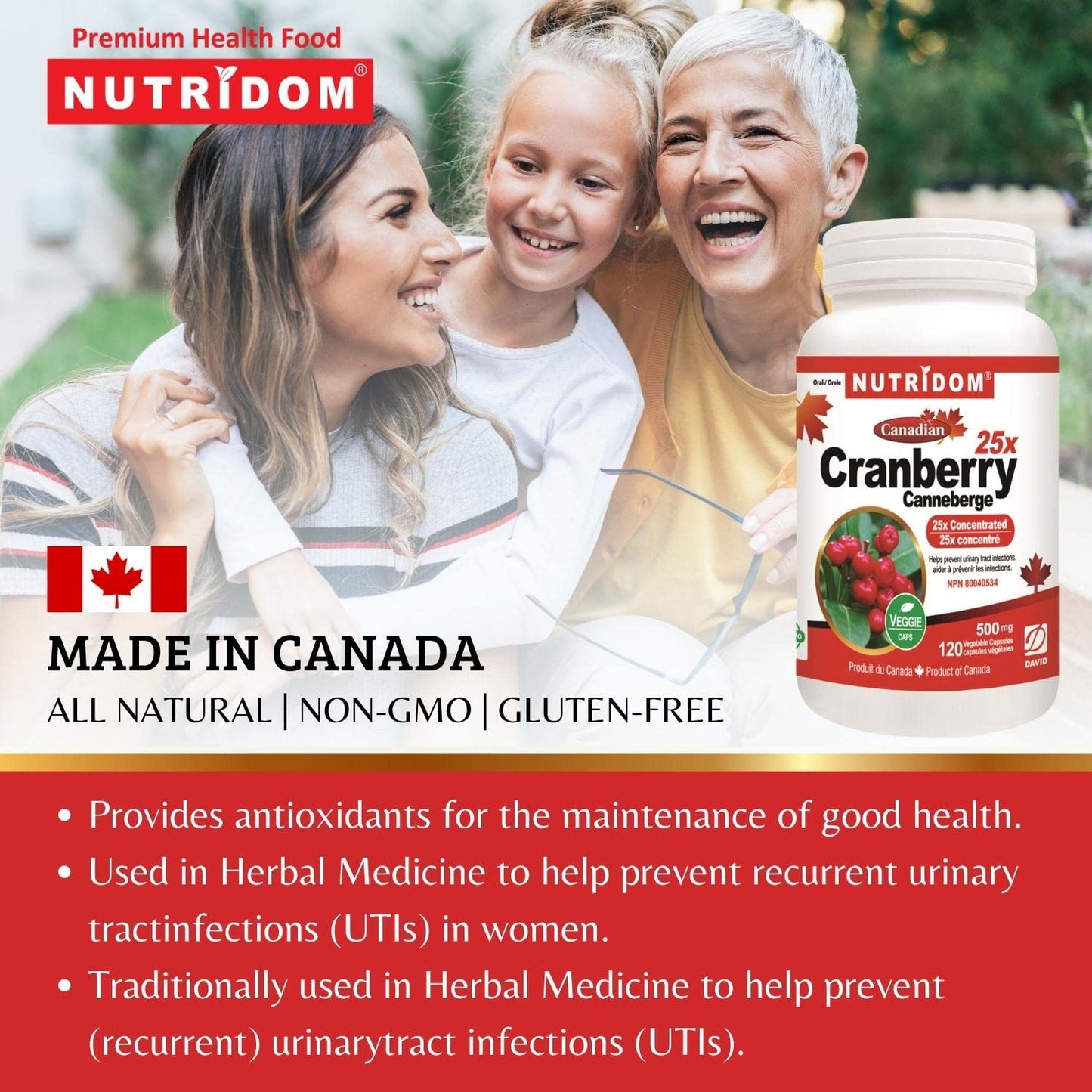 Nutridom Canadian Cranberry 25x, 500mg (12,500mg QCE), Capsules, 1 Count