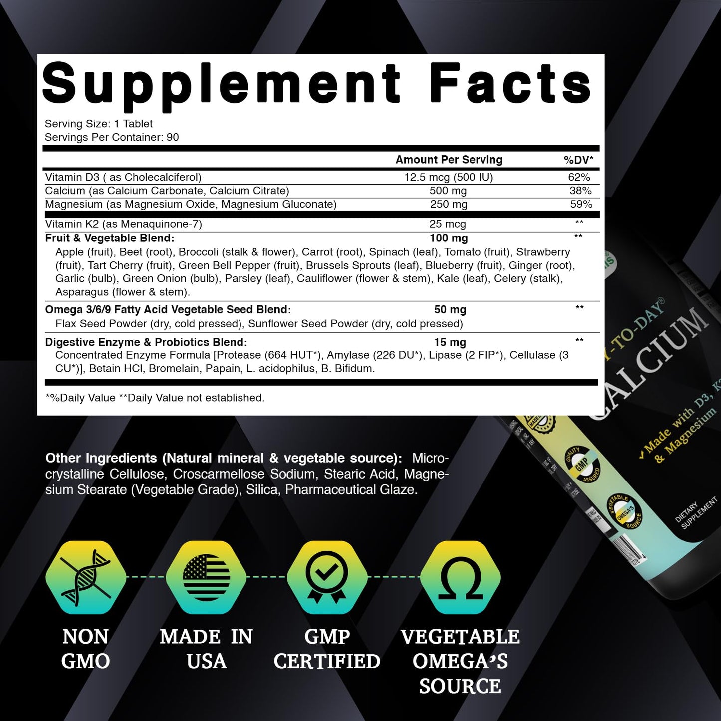 Best Naturals Calcium with D3, K2 & Magnesium 90 Tablets